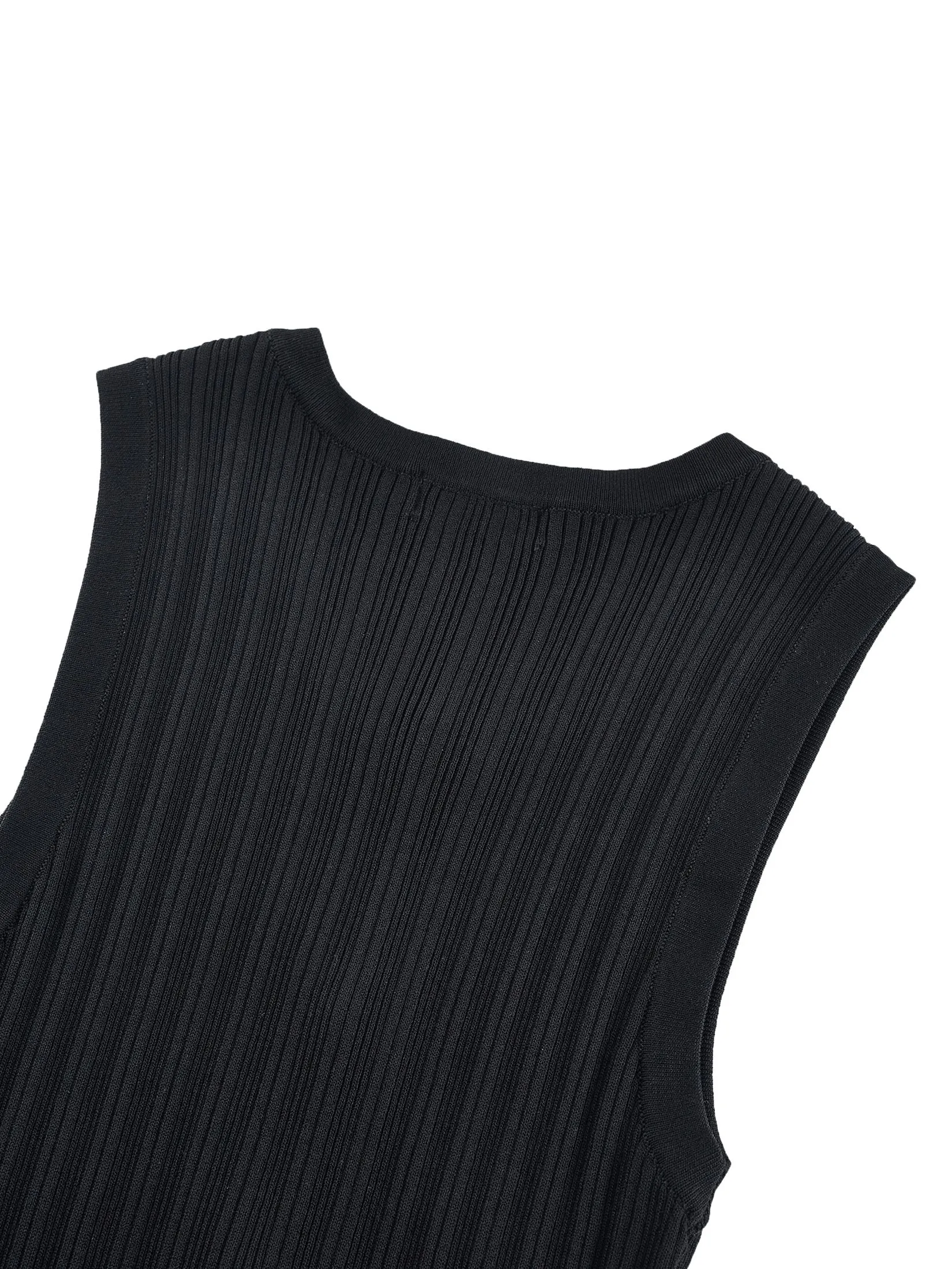 G2000 Women Clothing Crew Neck Rib Sweater Dress  A-Shape - Black