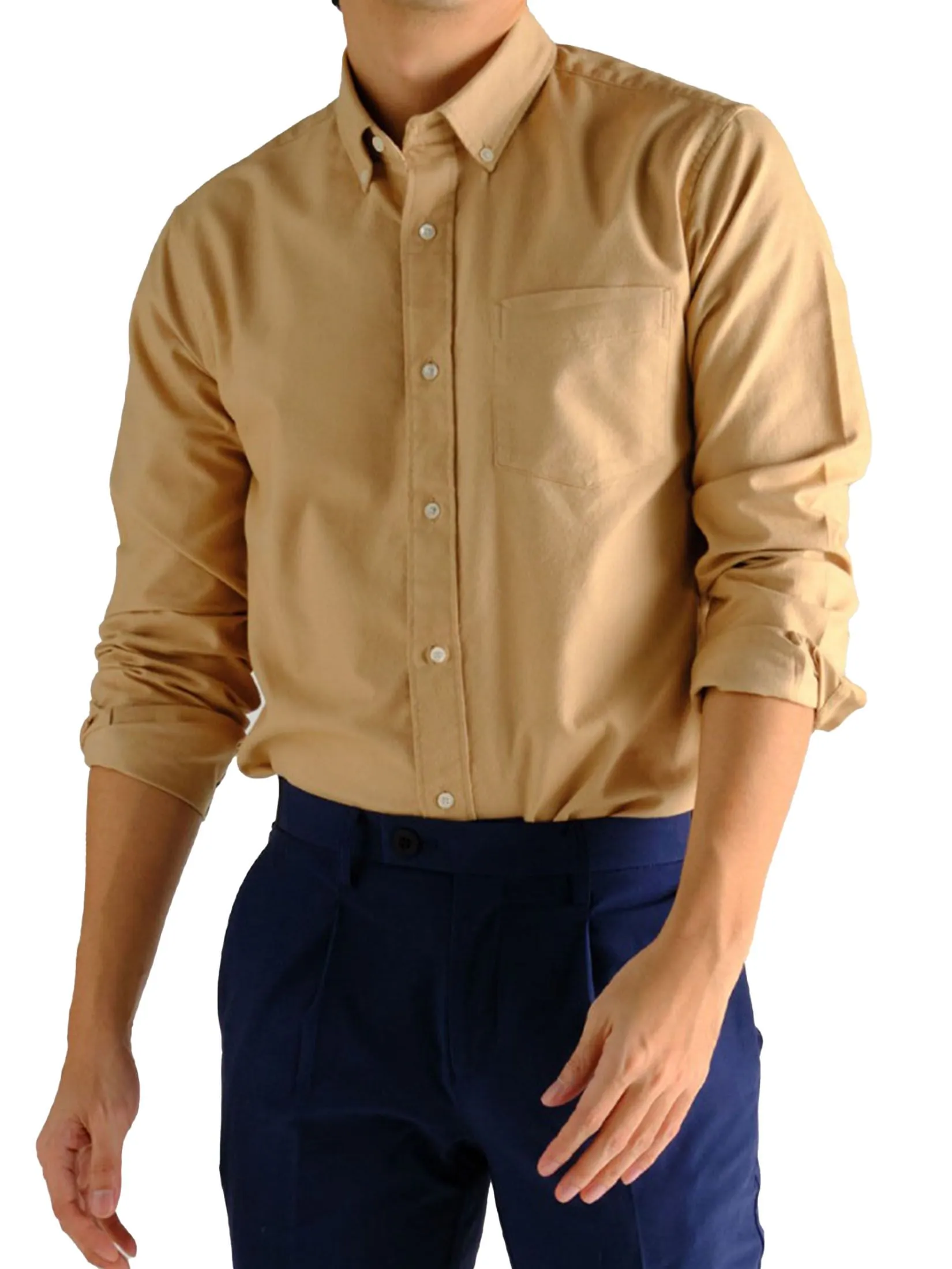 ERA-WON MEN'S DRESS SHIRT OXFORD REGULAR FIT BROWN