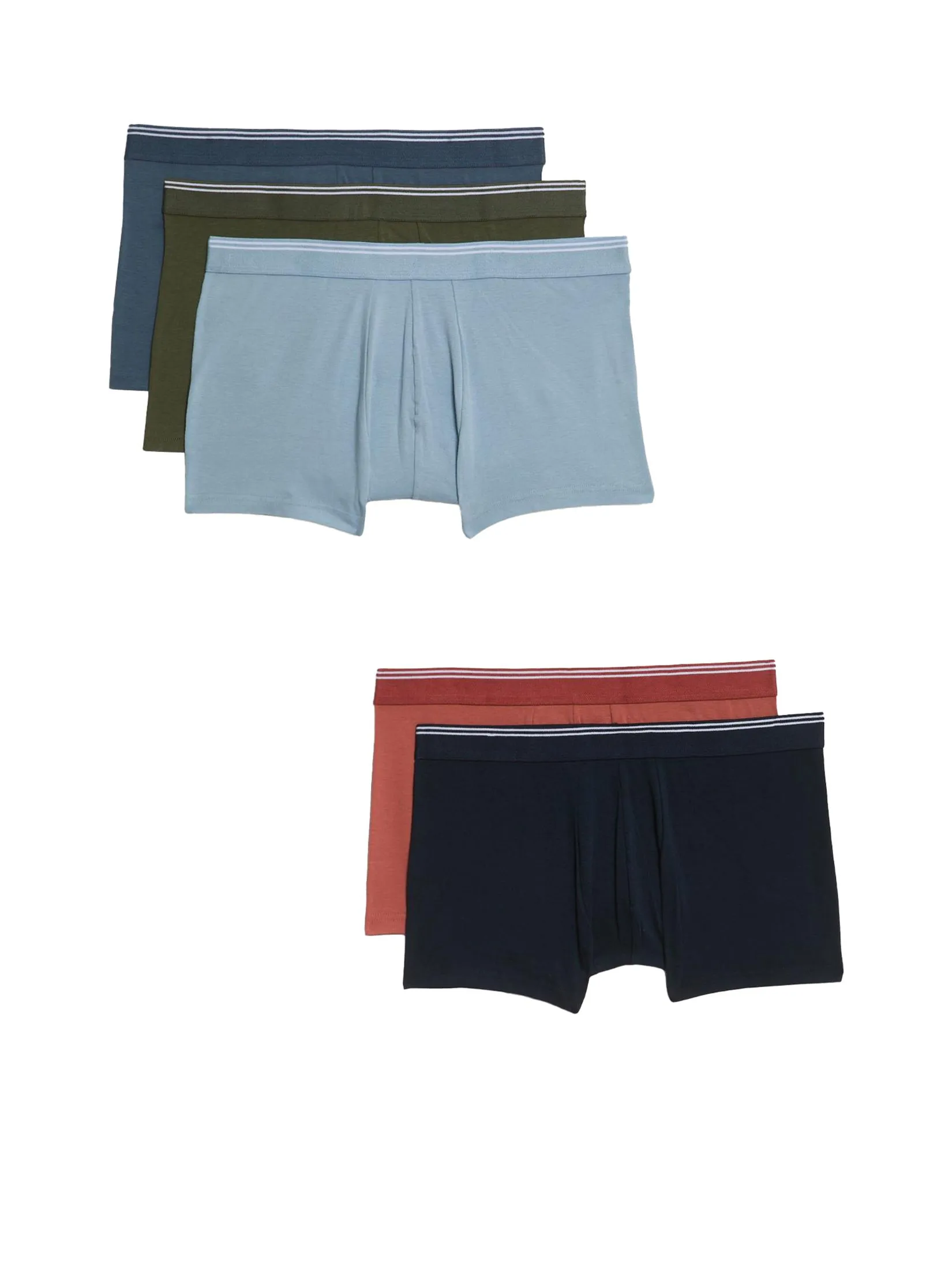 MARKS & SPENCER Men Trunks 5 pk Cotton Rich Cool & Fresh Hipsters Multi Color
