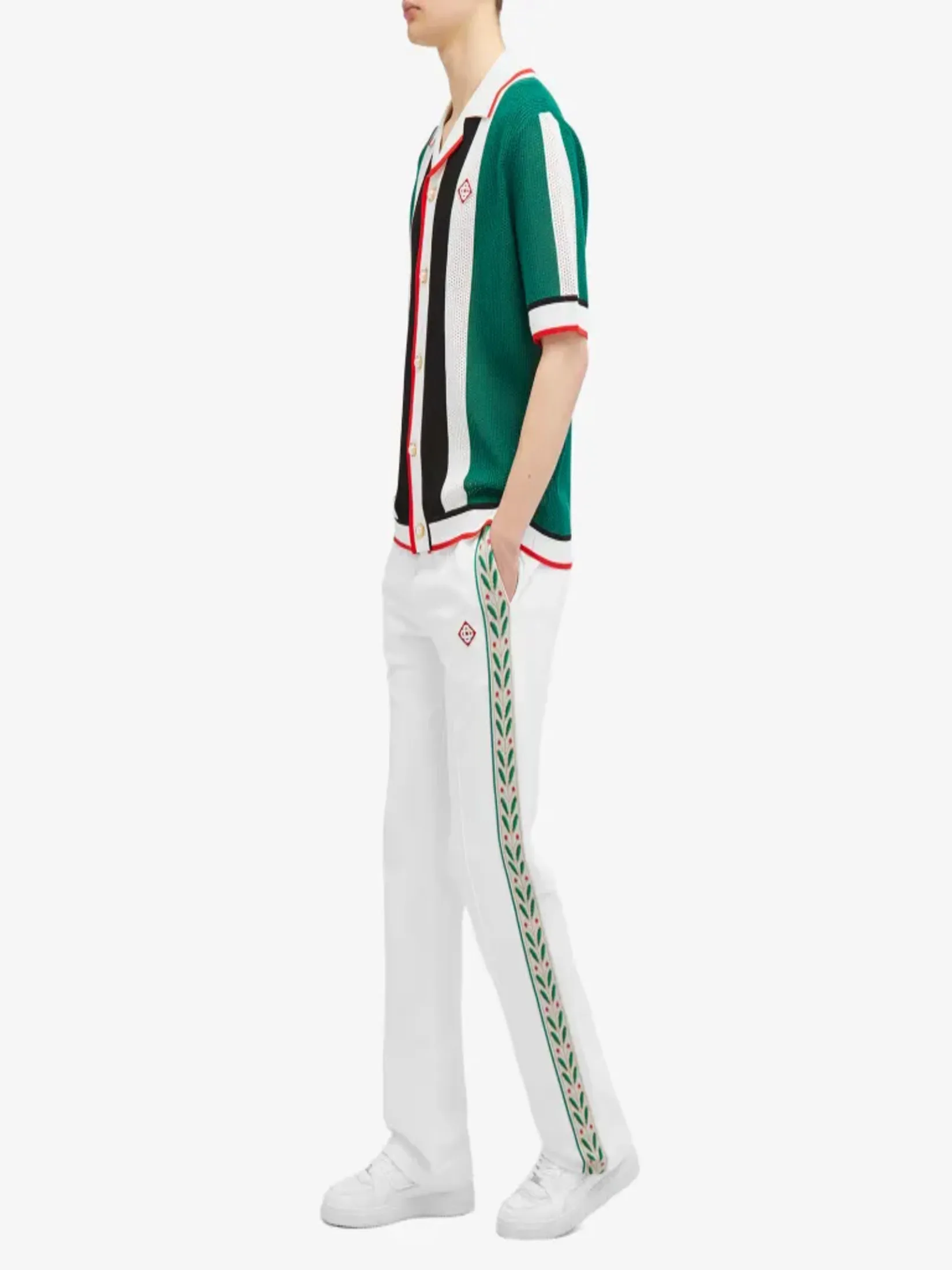 CASABLANCA LAUREL TAPE PANELLED SWEATPANTS IN OFF-WHITE LOOPBACK