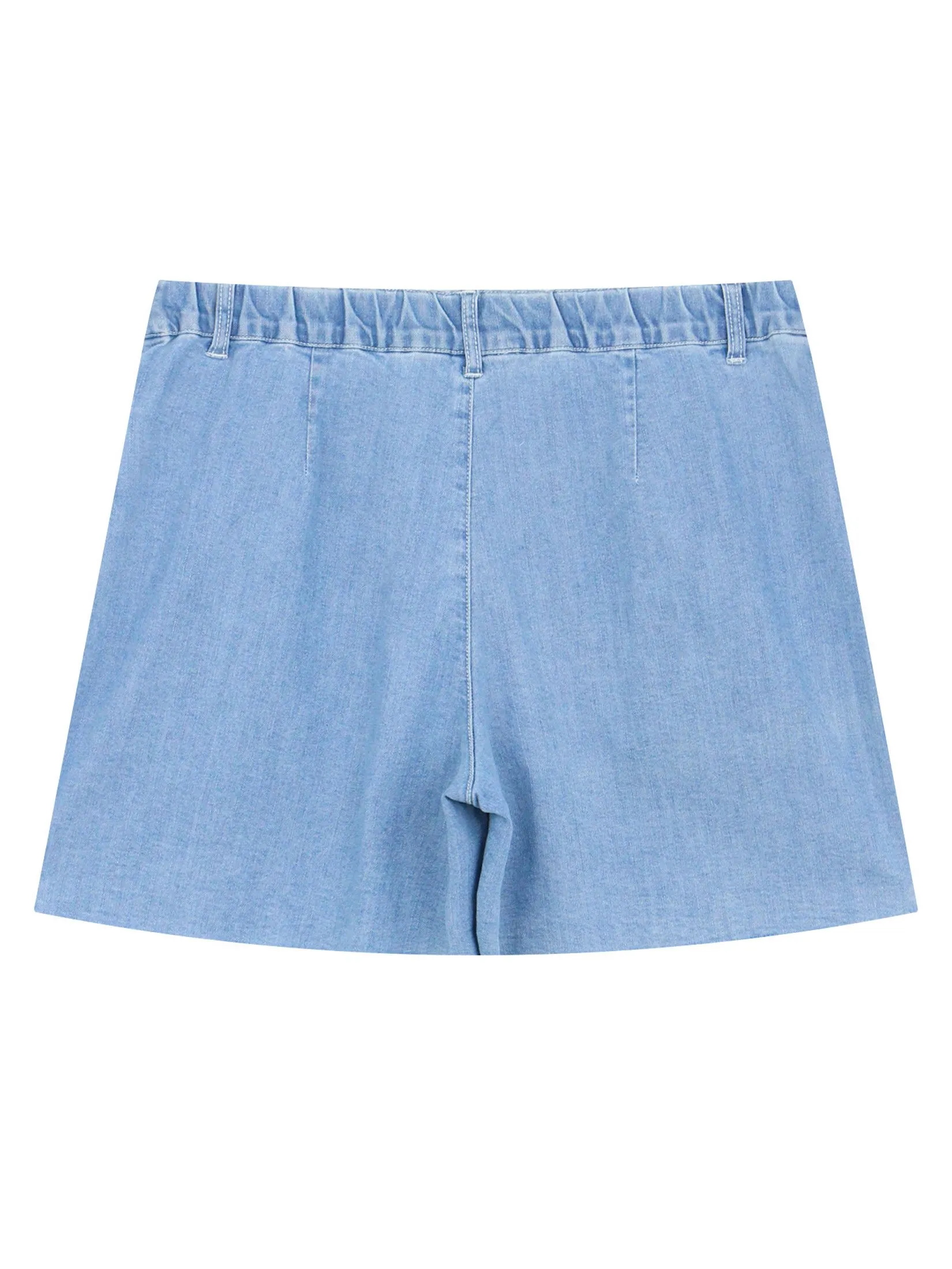 GIORDANO Women's Relaxed Denim Skorts Light Indigo Blue