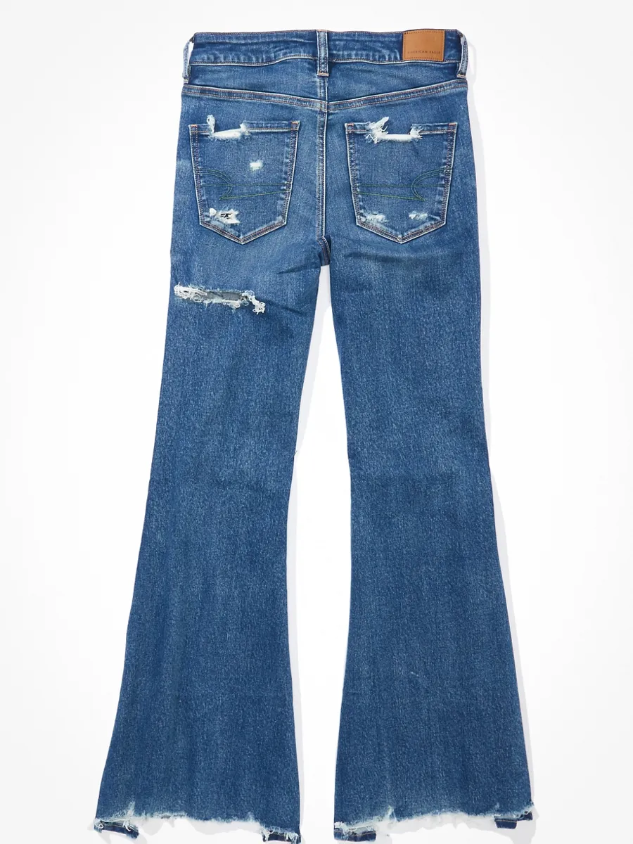 AMERICAN EAGLE FESTIVAL FLARE JEANS 832 DARKEN DESTROY