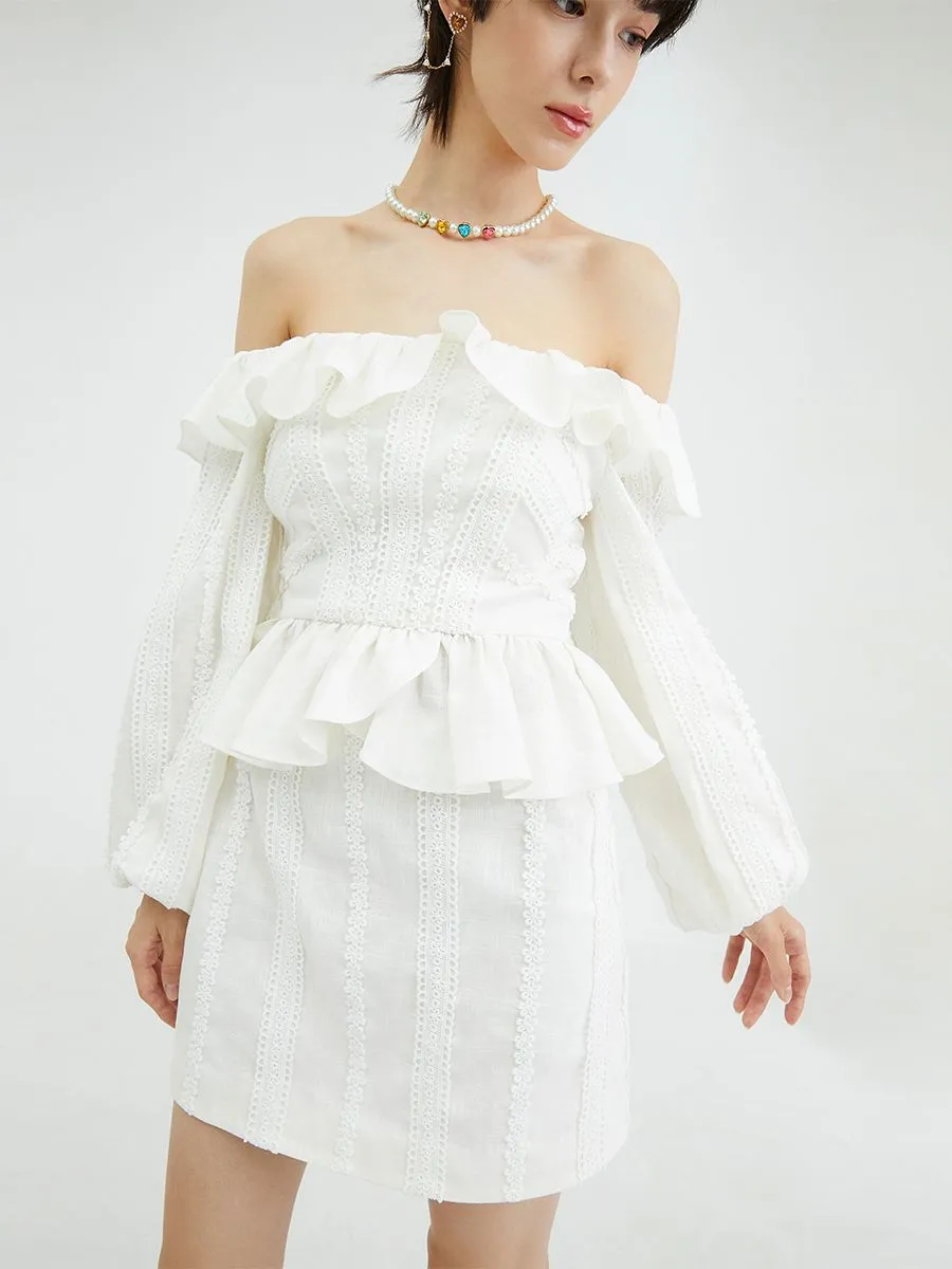 KLOSET (SS24)Lace Mini Skirt White