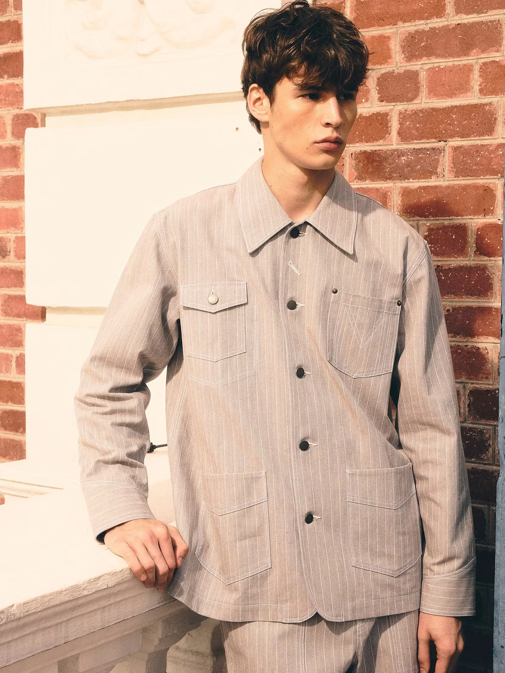 MOO [MOO 5/25] 
Signature Striped Jacket Gray