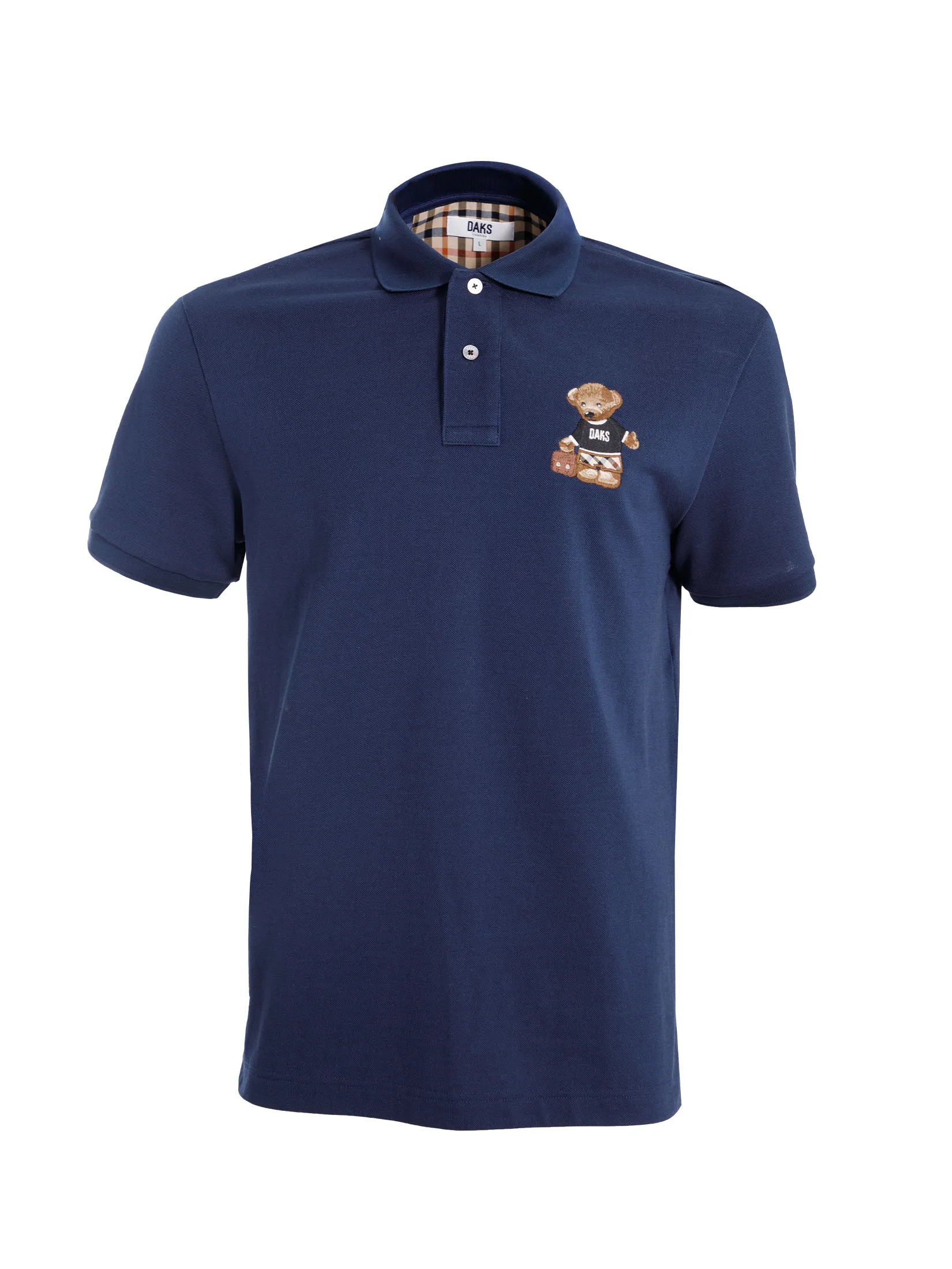 DAKS Men  Short Sleeve Polo Slim Fit Navy
