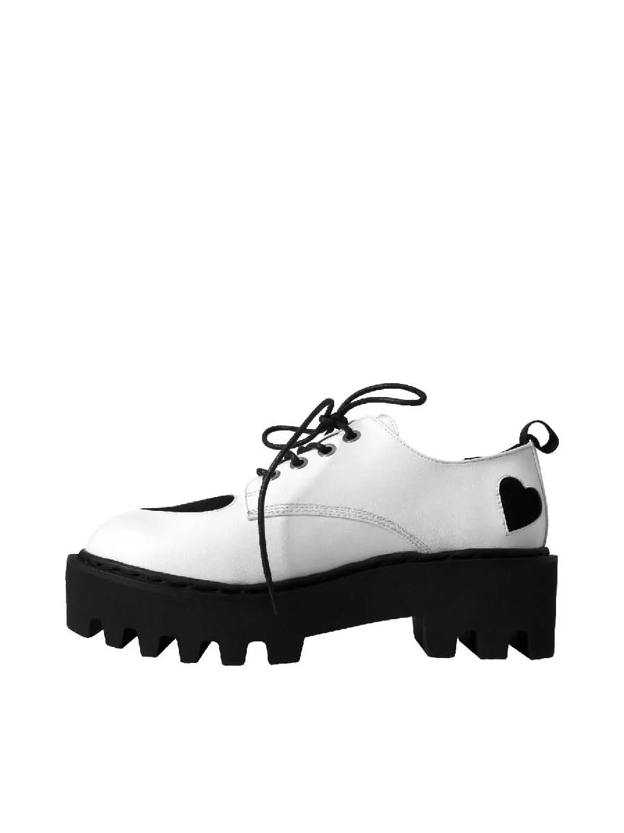 VILLAINS SF YEEKAI Women s Platform Oxford Boots WHITE BLACK