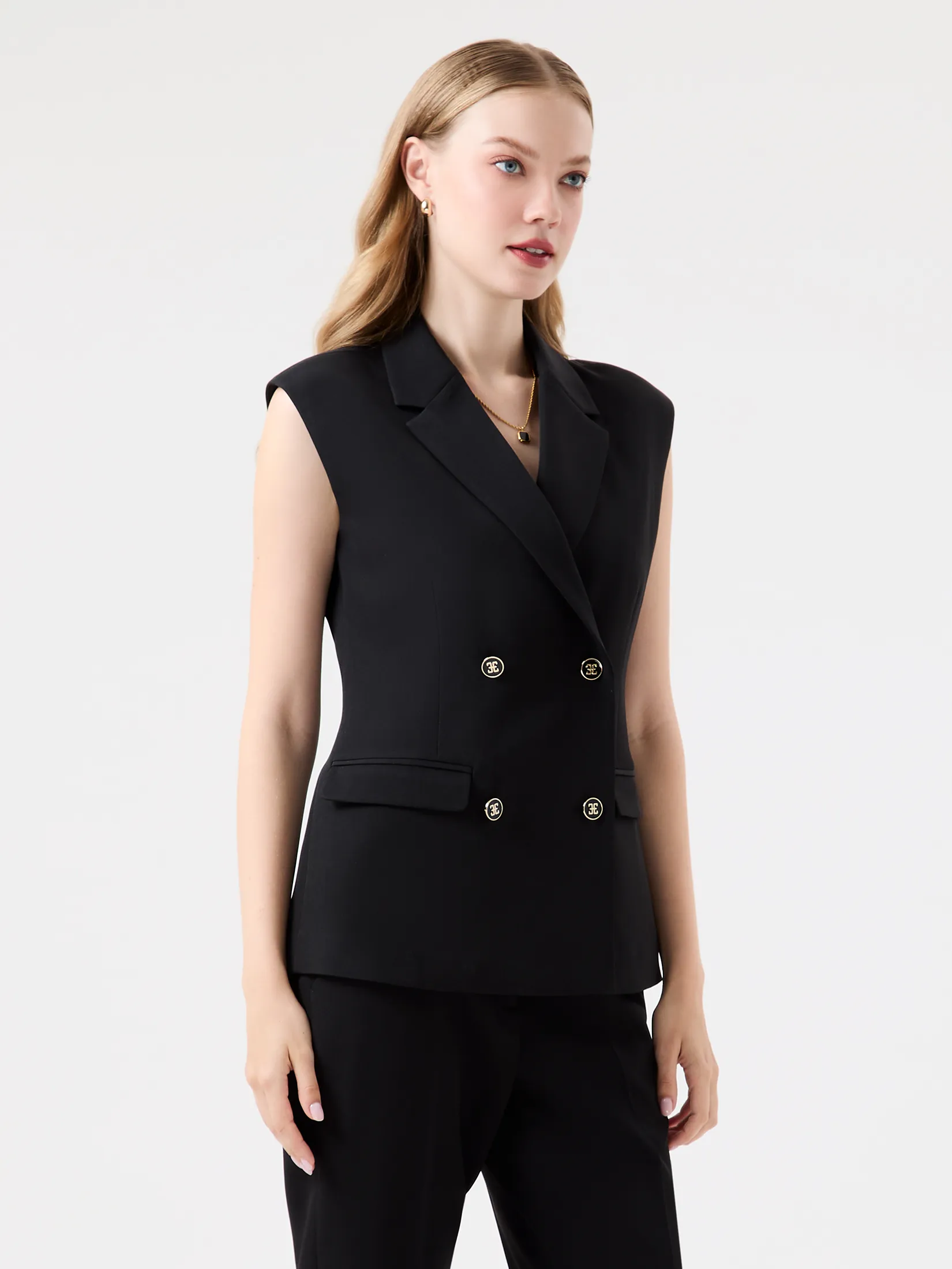 ESPADA Sleeveless Double-Breasted Blazer Woman Black