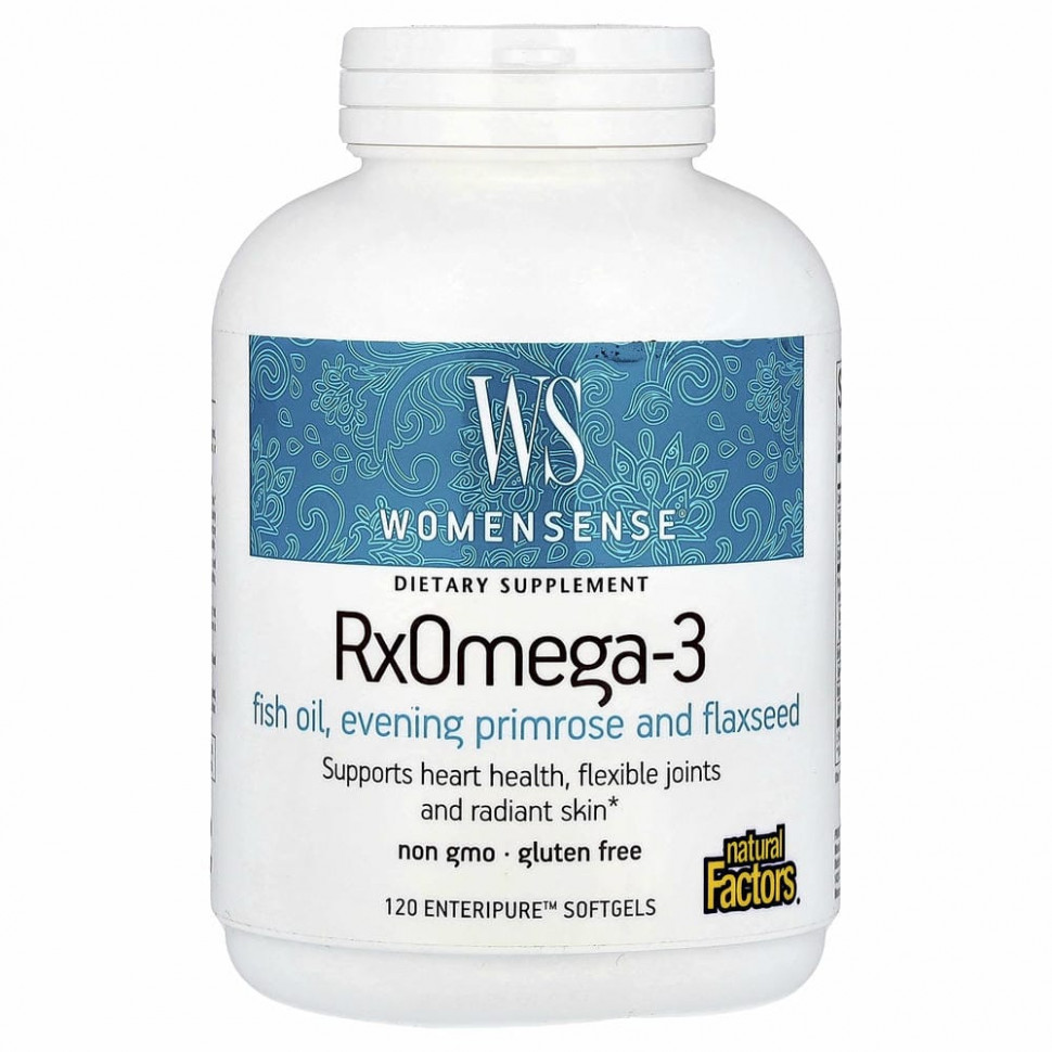 Natural Factors, WomenSense, RxOmega-3, 120 мягких таблеток Enteripure