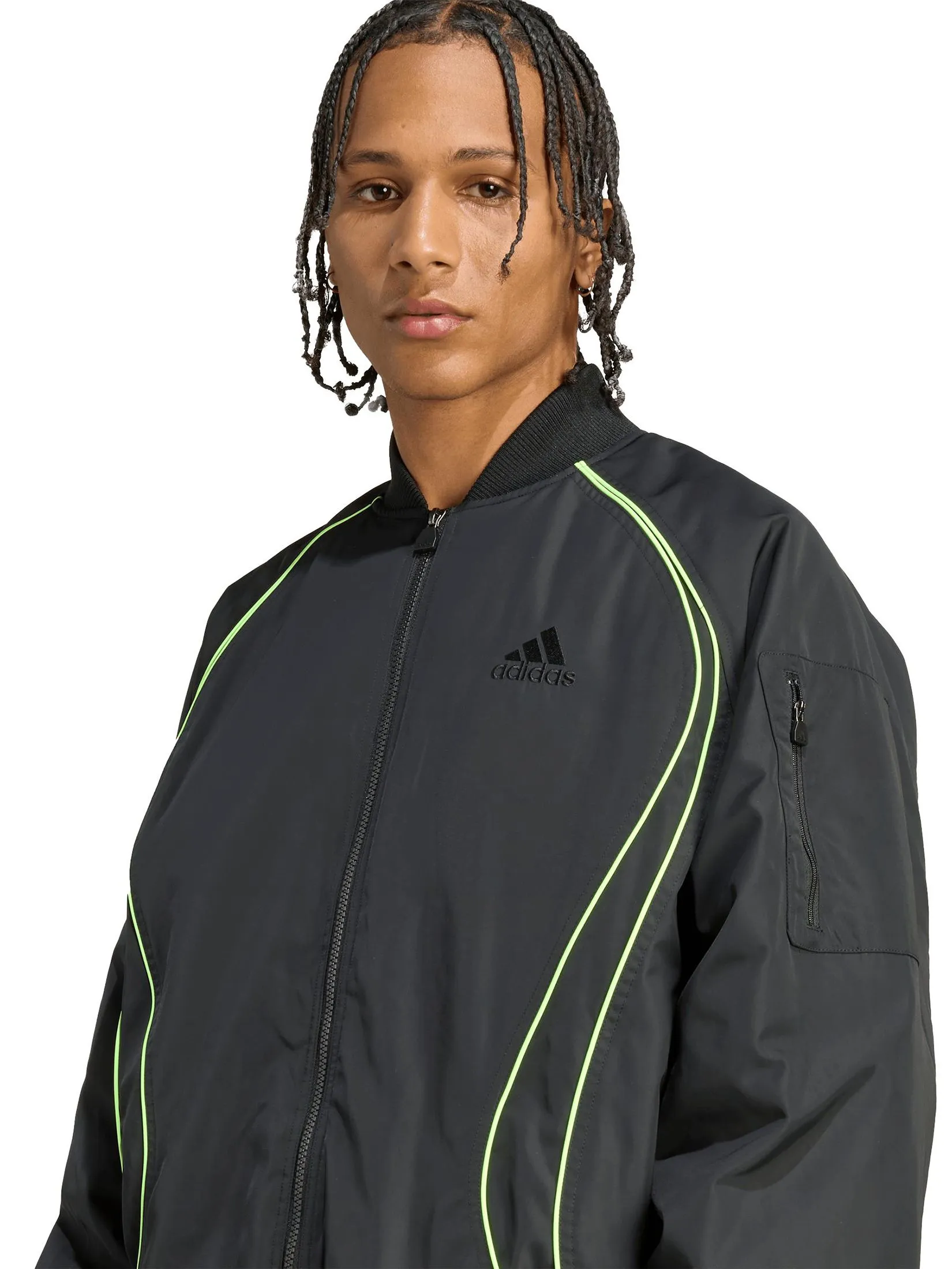ADIDAS Men Jacket Teamgeist Padded JX4082 Black / Signal Green