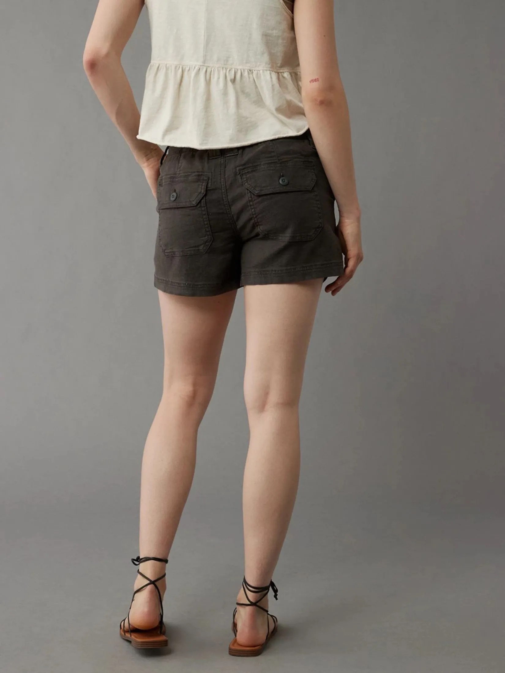 AMERICAN EAGLE WOMEN 7848 LINEN SHORT 014 EBONY