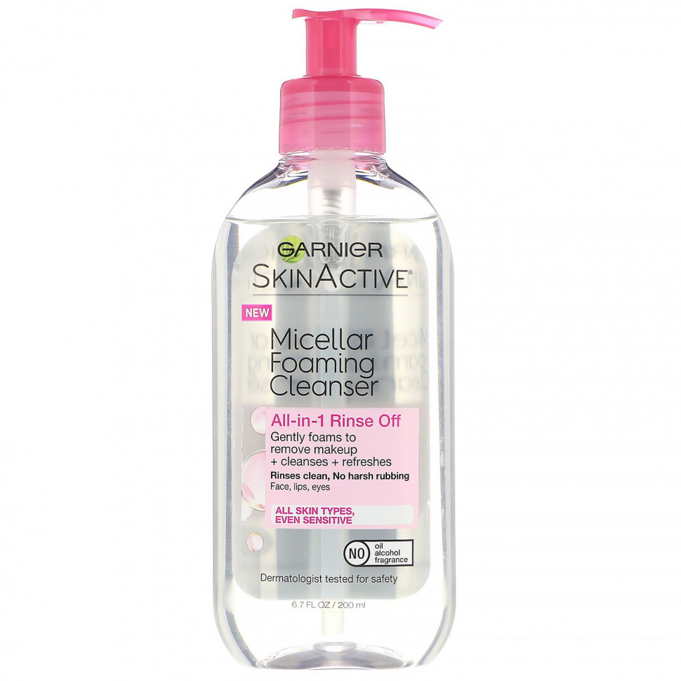 Garnier, SkinActive, мицеллярная очищающая пенка, многоцелевая, легко смывающаяся, для всех типов кожи, 200 мл (6,7 жидк. унции)