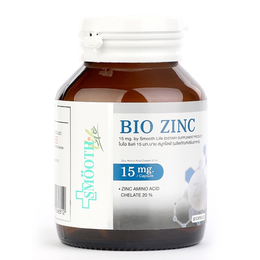 Bio Zinc 15 mg. by Smooth Life 30 Capsules