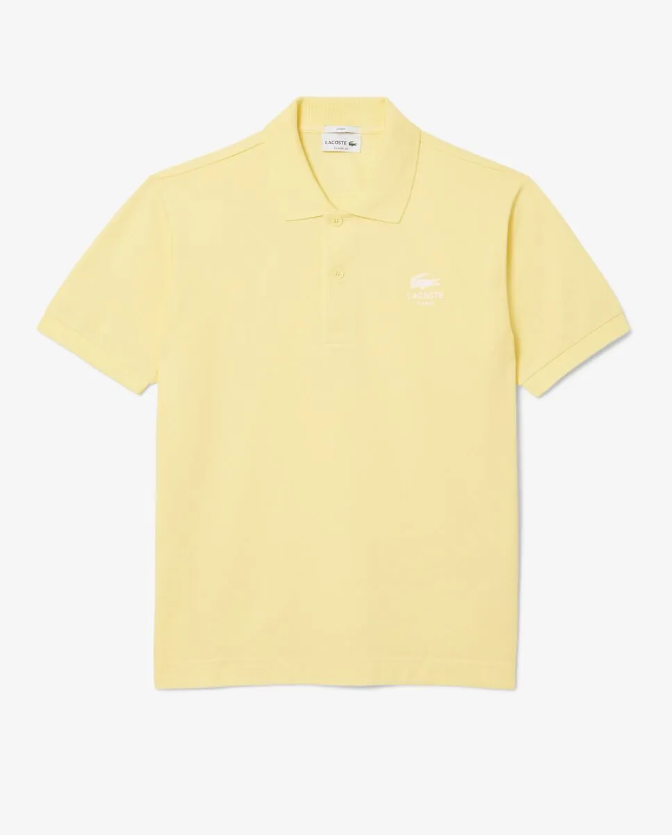 LACOSTE Classic Fit Signature Print L.12.12 Polo Shirt Yellow