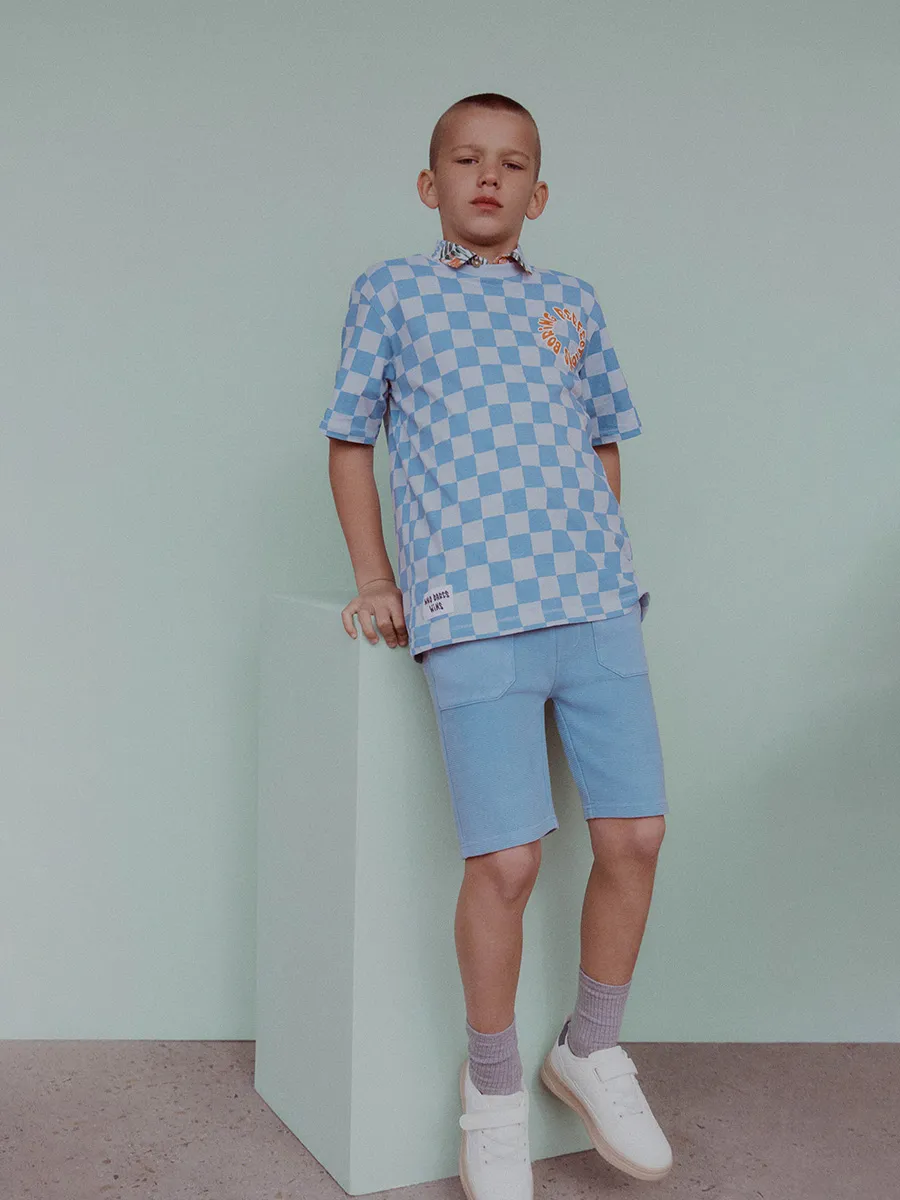 SFERA KIDS Boy Toddler Shorts Ottoman Terry Bermuda Blue Medium