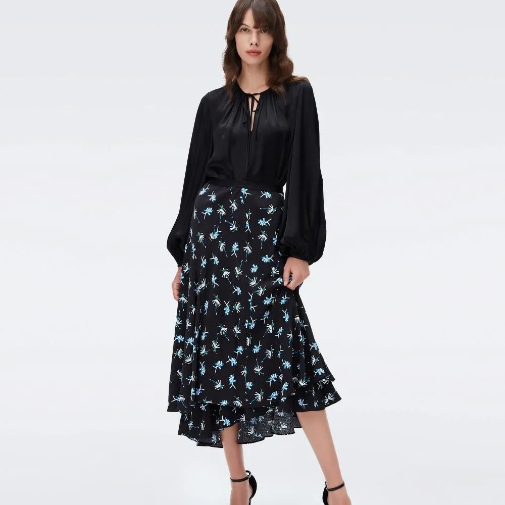 DIANE VON FURSTENBERG DVF DEBRA SKIRT PEOPLE DANCING BLACK Size - 2 US