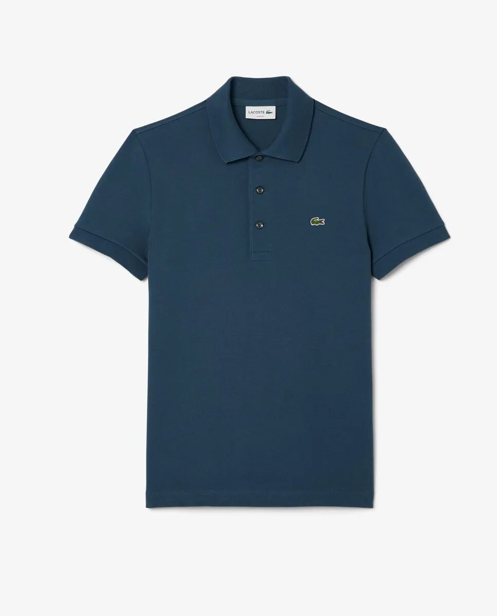 LACOSTE Slim Fit Stretch Mini Piqu  Polo Shirt Blue