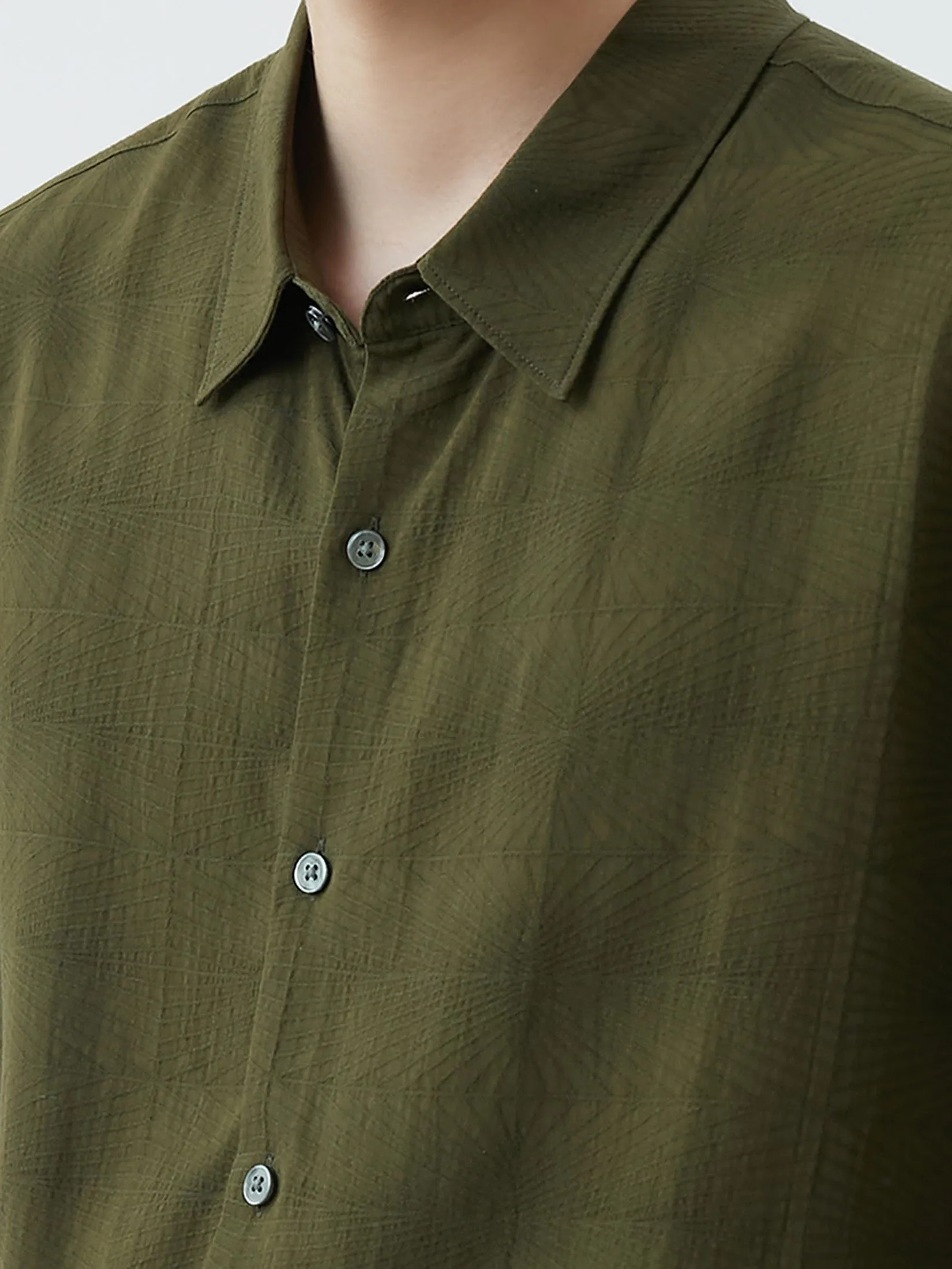 DAPPER DAPPER Textured Jacquard Shirt Olive Green