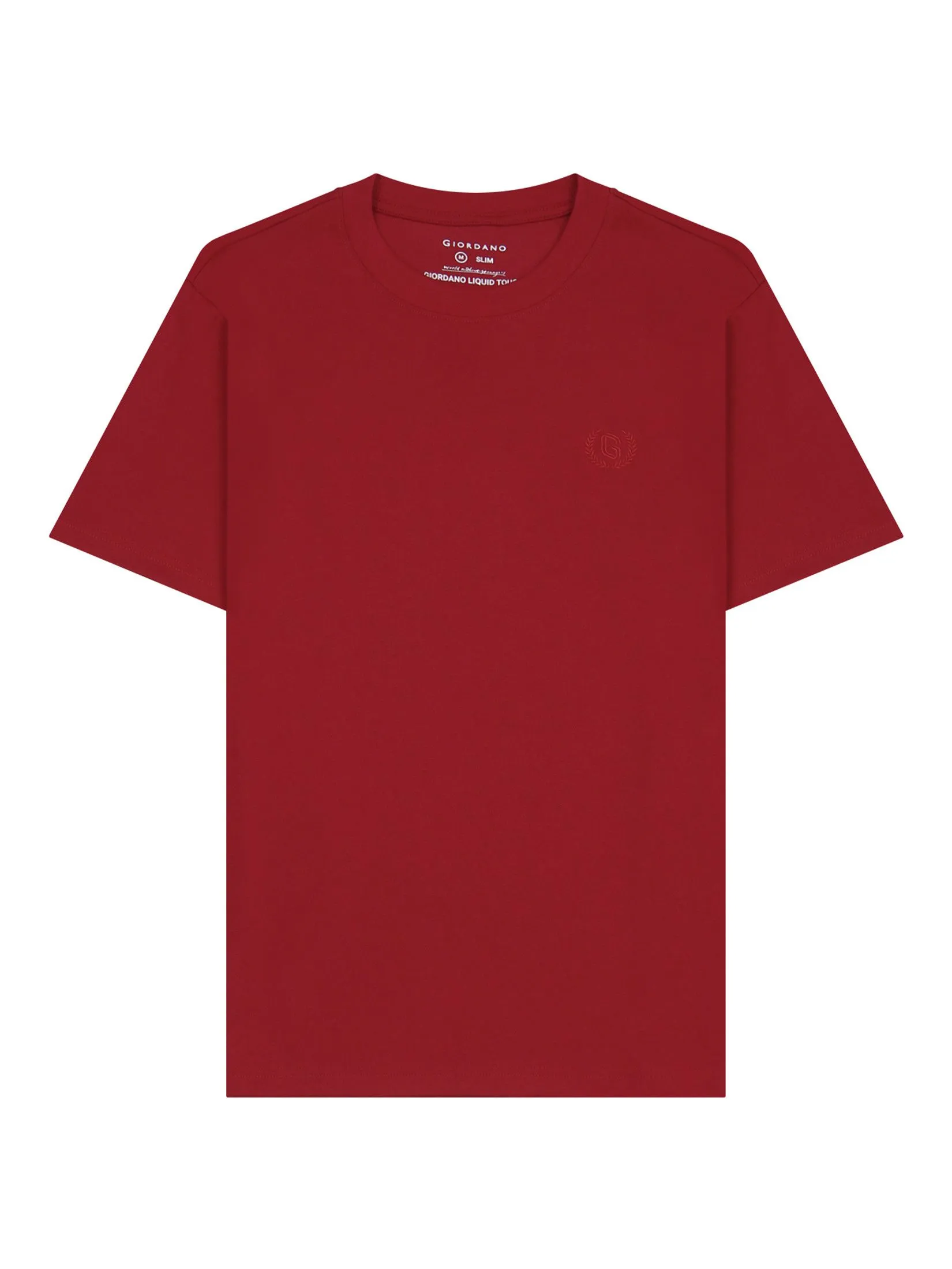 GIORDANO Men's Interlock Embroidery Tee (Liquid Touch) Haute Red Size - L