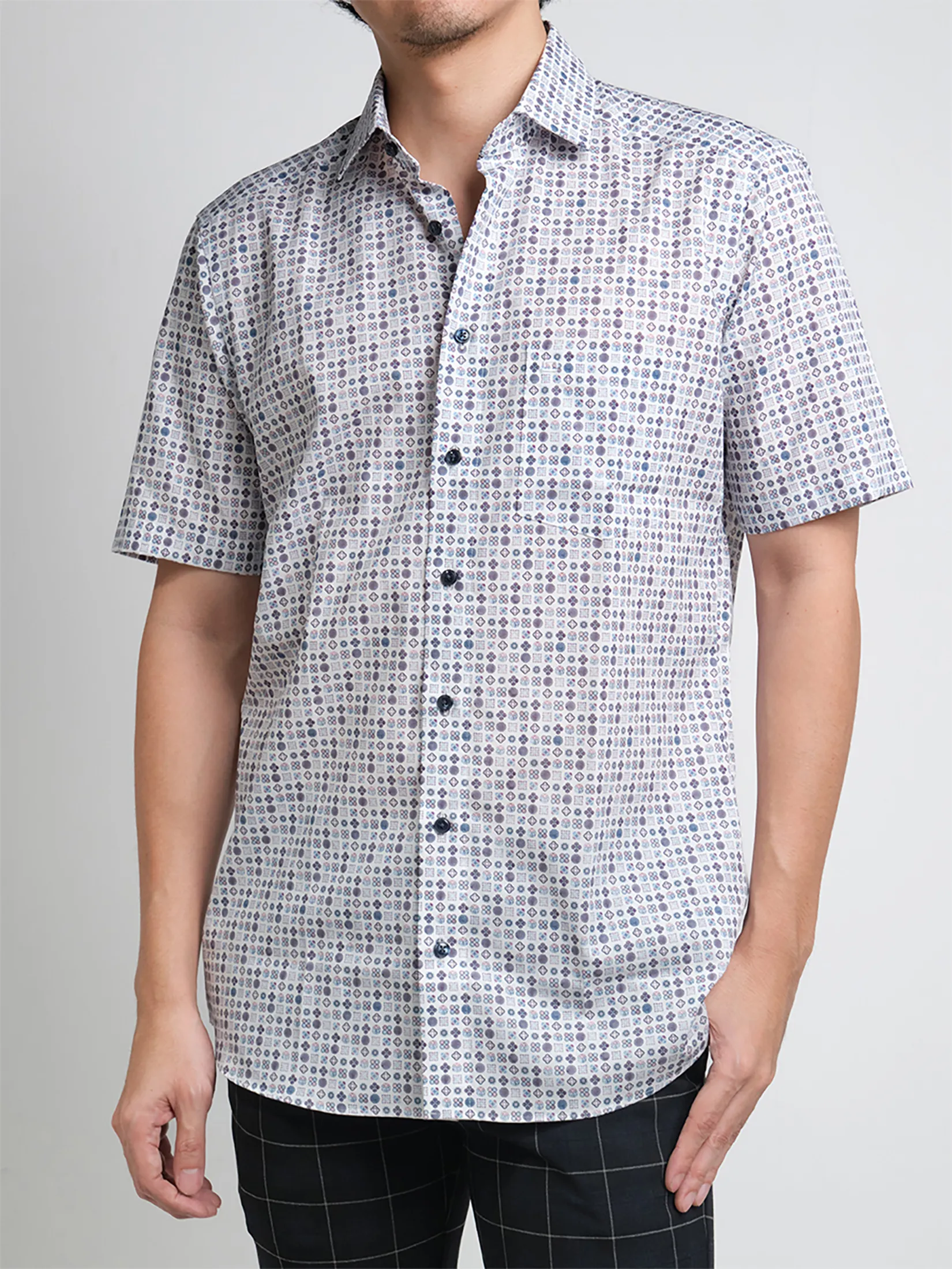 OLYMP MEN SHIRT SHORT SLEEVES CASUAL SHIRT MODERN FIT PINK