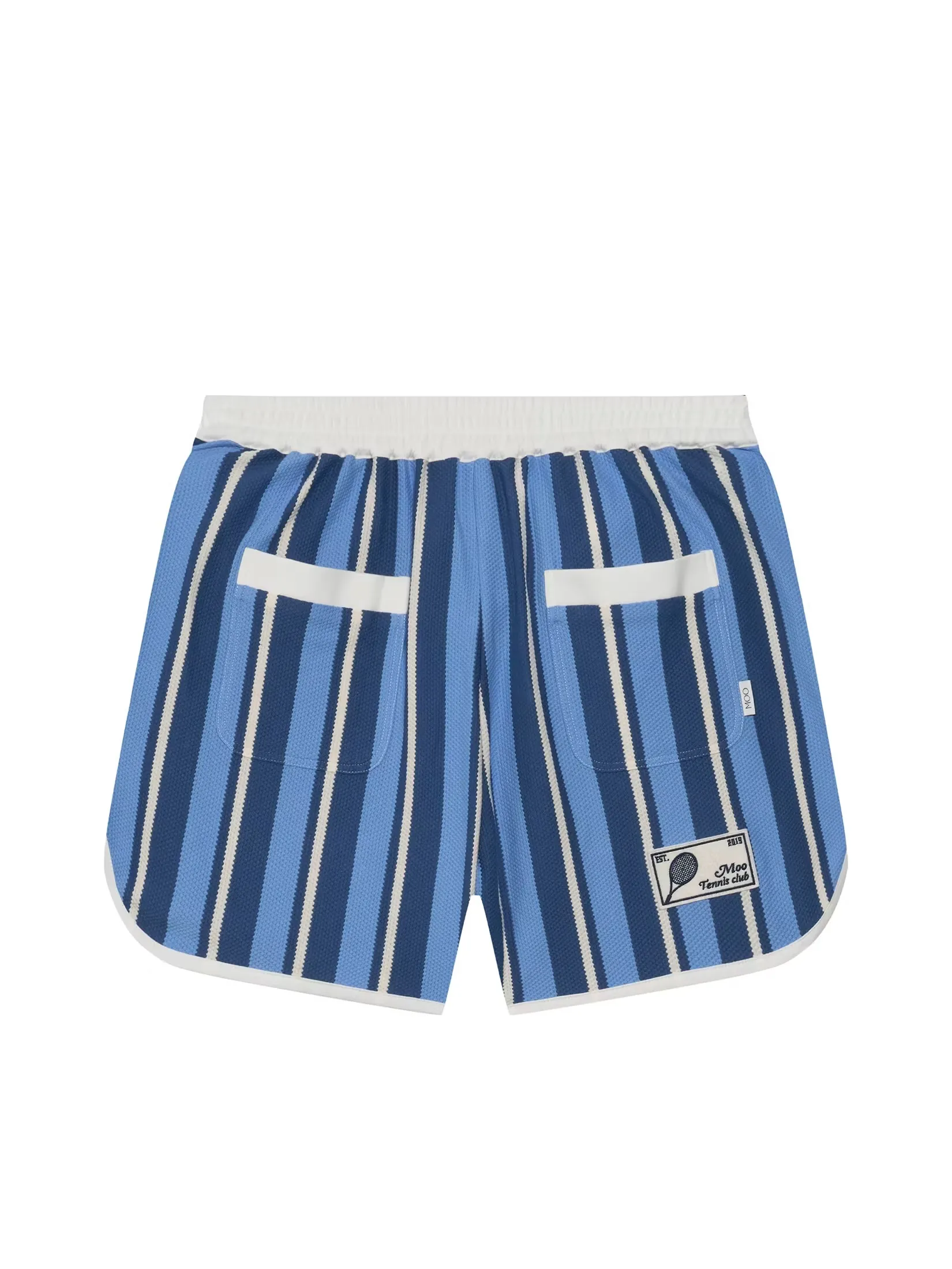 MOO [MOO 3/25]  Tennis Striped Knitted Shorts Blue