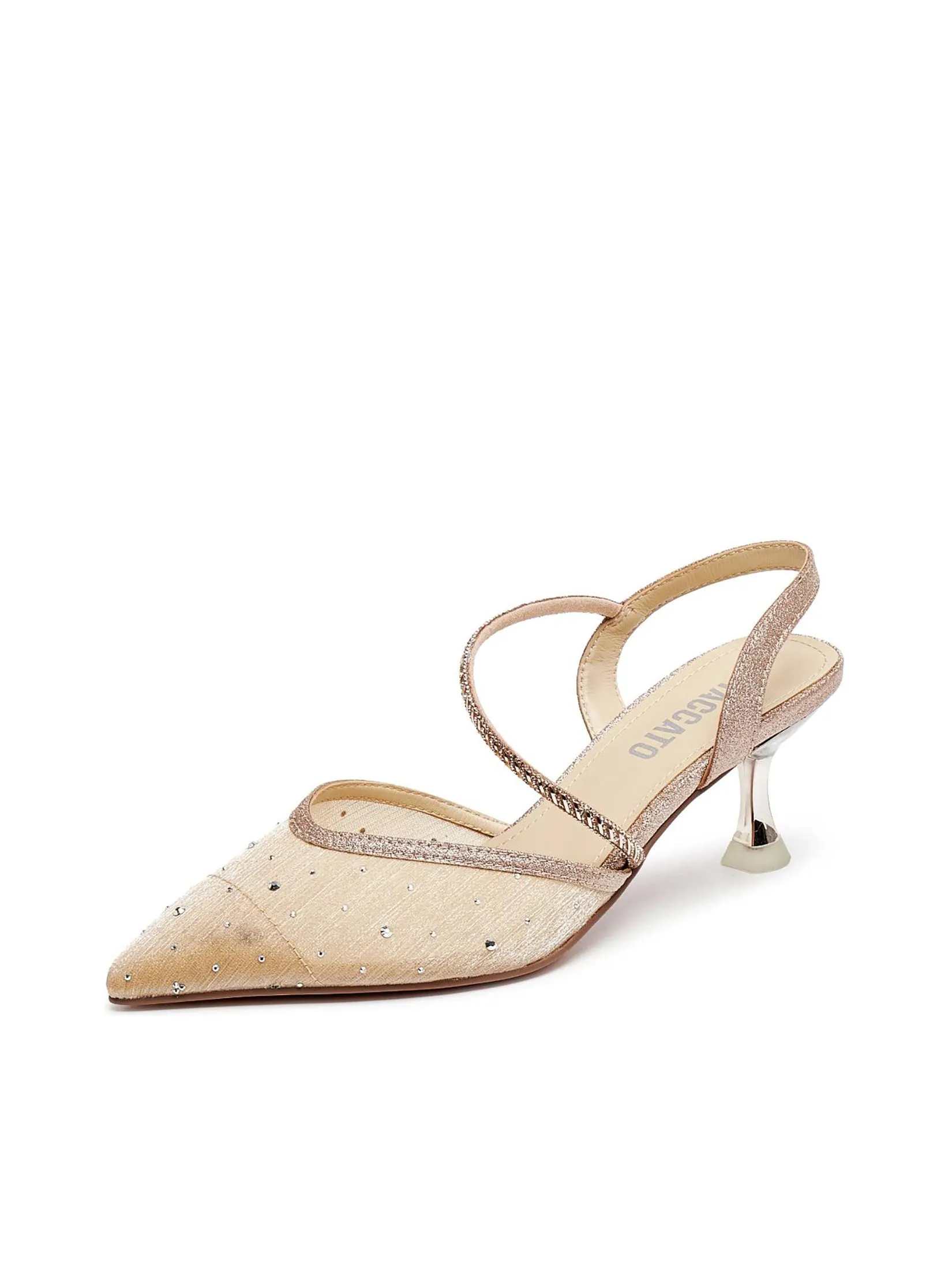 STACCATO Women Heel Slippers Slingback Strap Glitter Champagne Pink Size - 38 EU