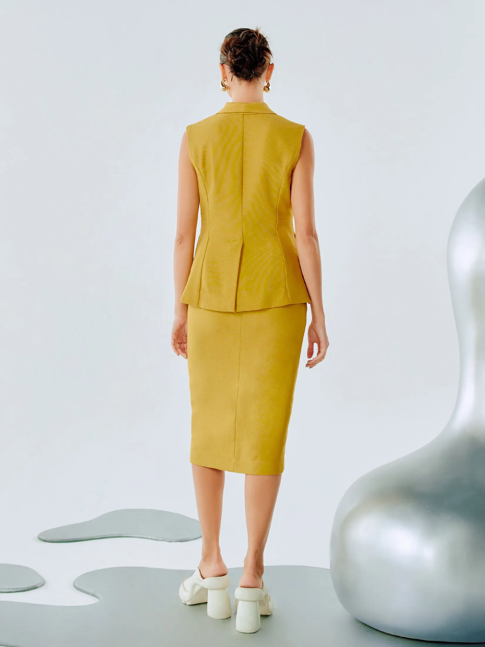 SHAKA Woman Corduroy Wrap Pencil Yellow