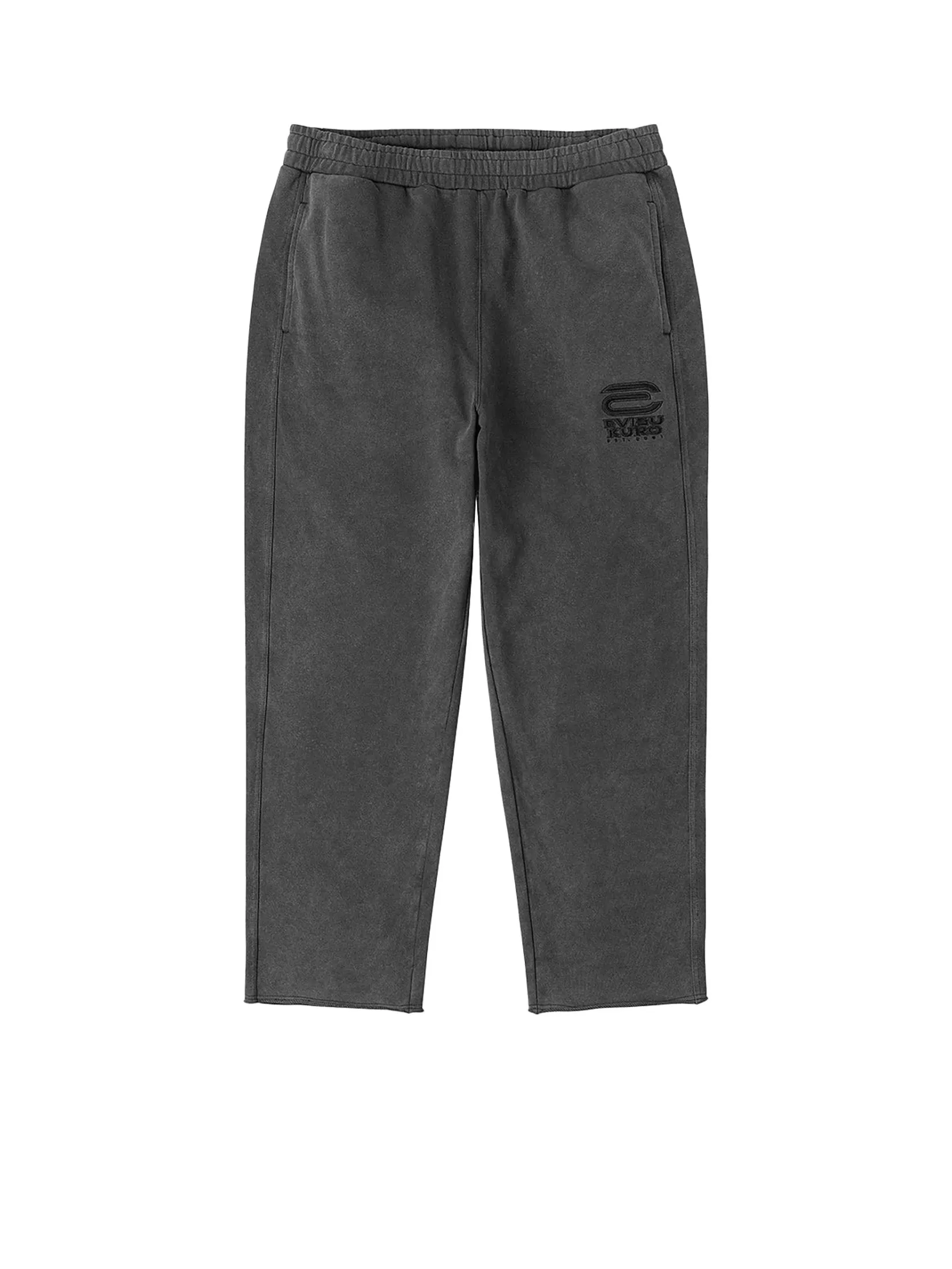 EVISU Men Sweatpants EVISUKURO E Embroidery Distressed Loose Fit Black Size - L