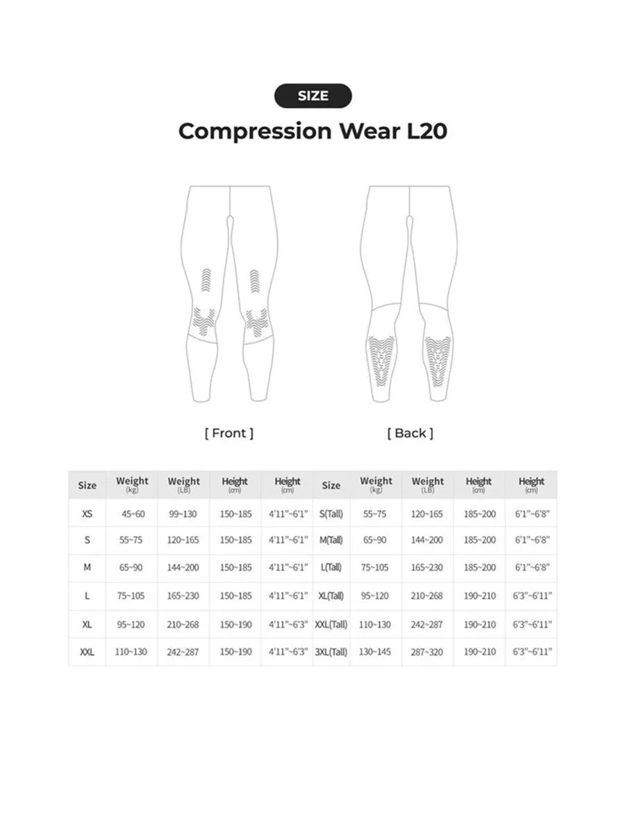 WAVE WEAR L20 Men's Compression Tights with Knee & Calf Taping WVRL3E01BK5N48S Black