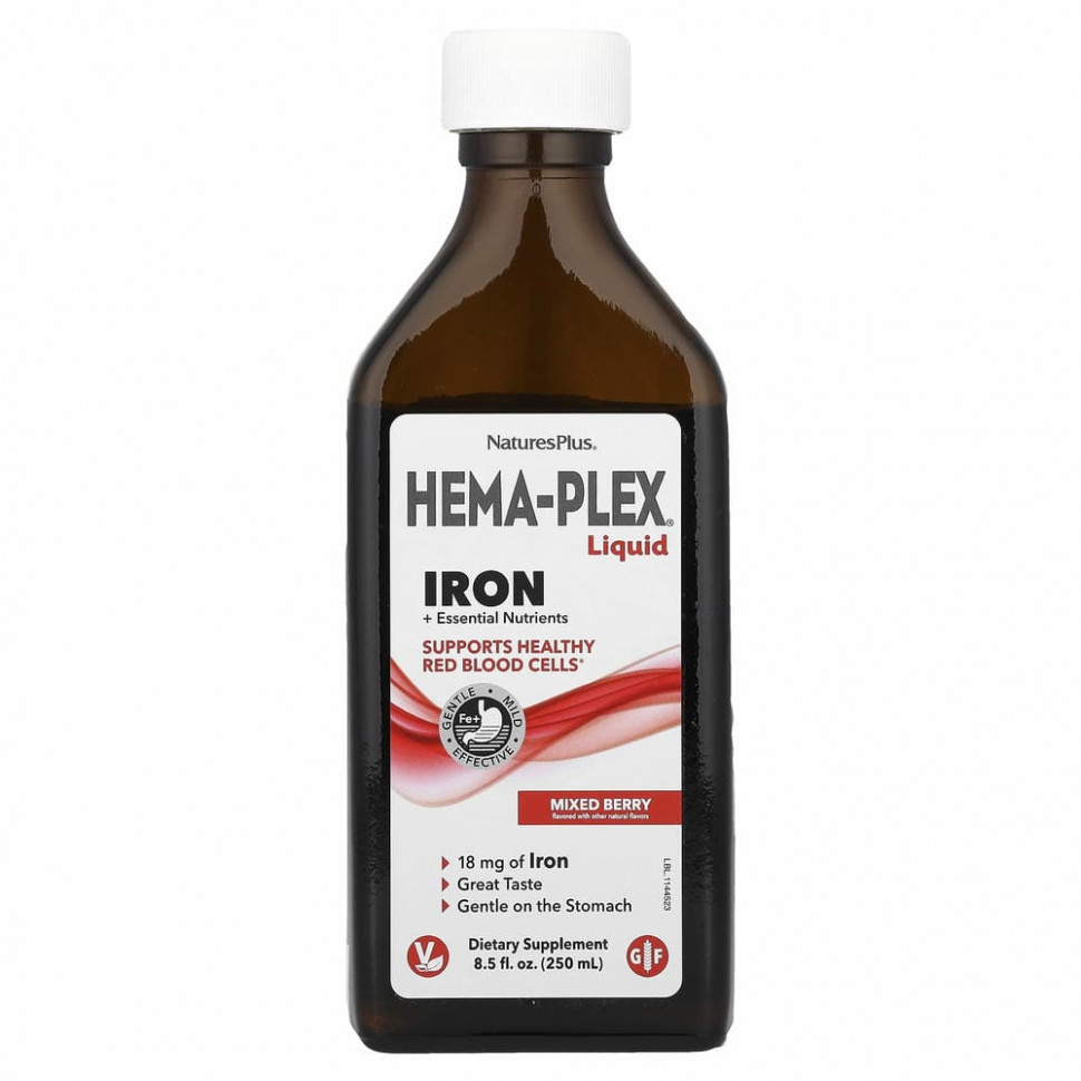 NaturesPlus, жидкое средство Hema-Plex, ягодное ассорти, 250 мл (8,5 жидк. унции)