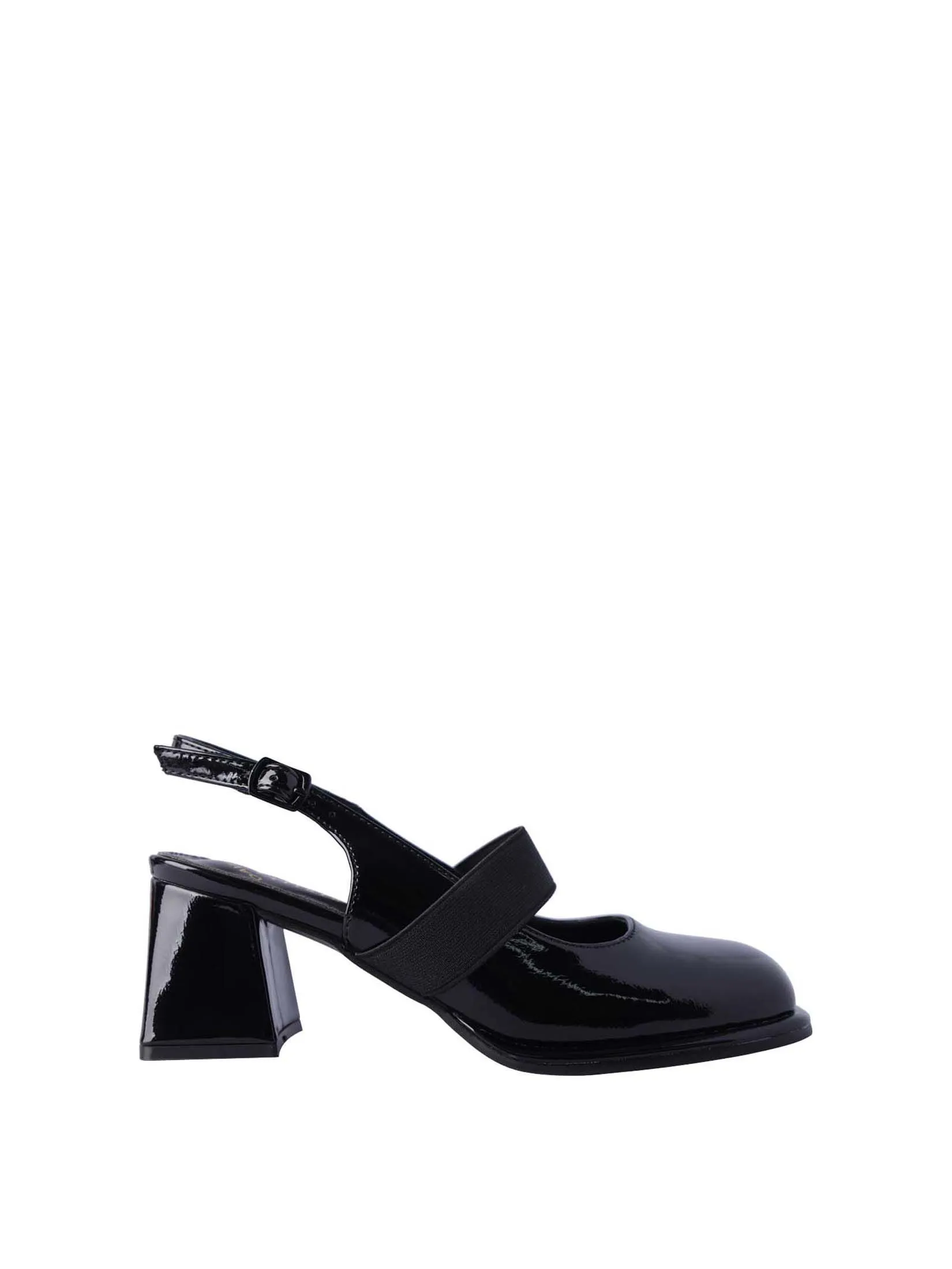 VILLAINS SF ELASTICA Women's Mary-Jane Heels BLACK PATENT Size - 37 EU