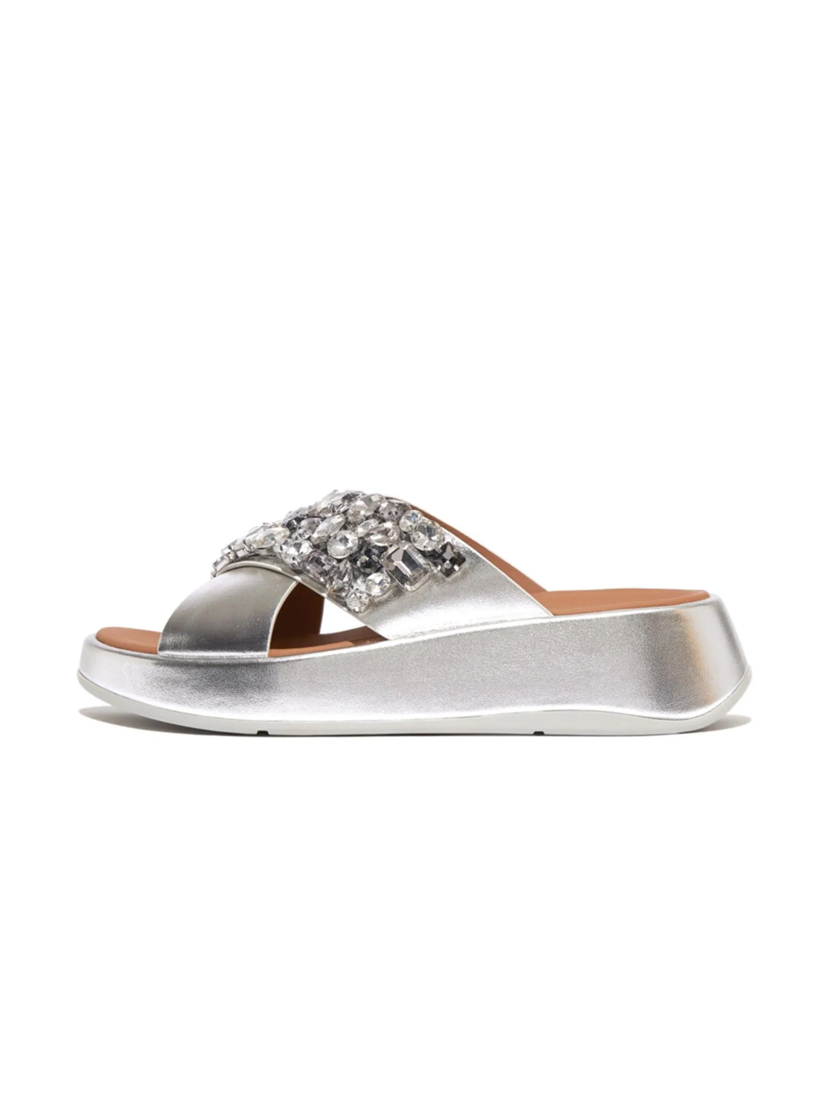 FitFlop™ WOMEN'S F-MODE JEWEL-DELUXE CROSS SILVER