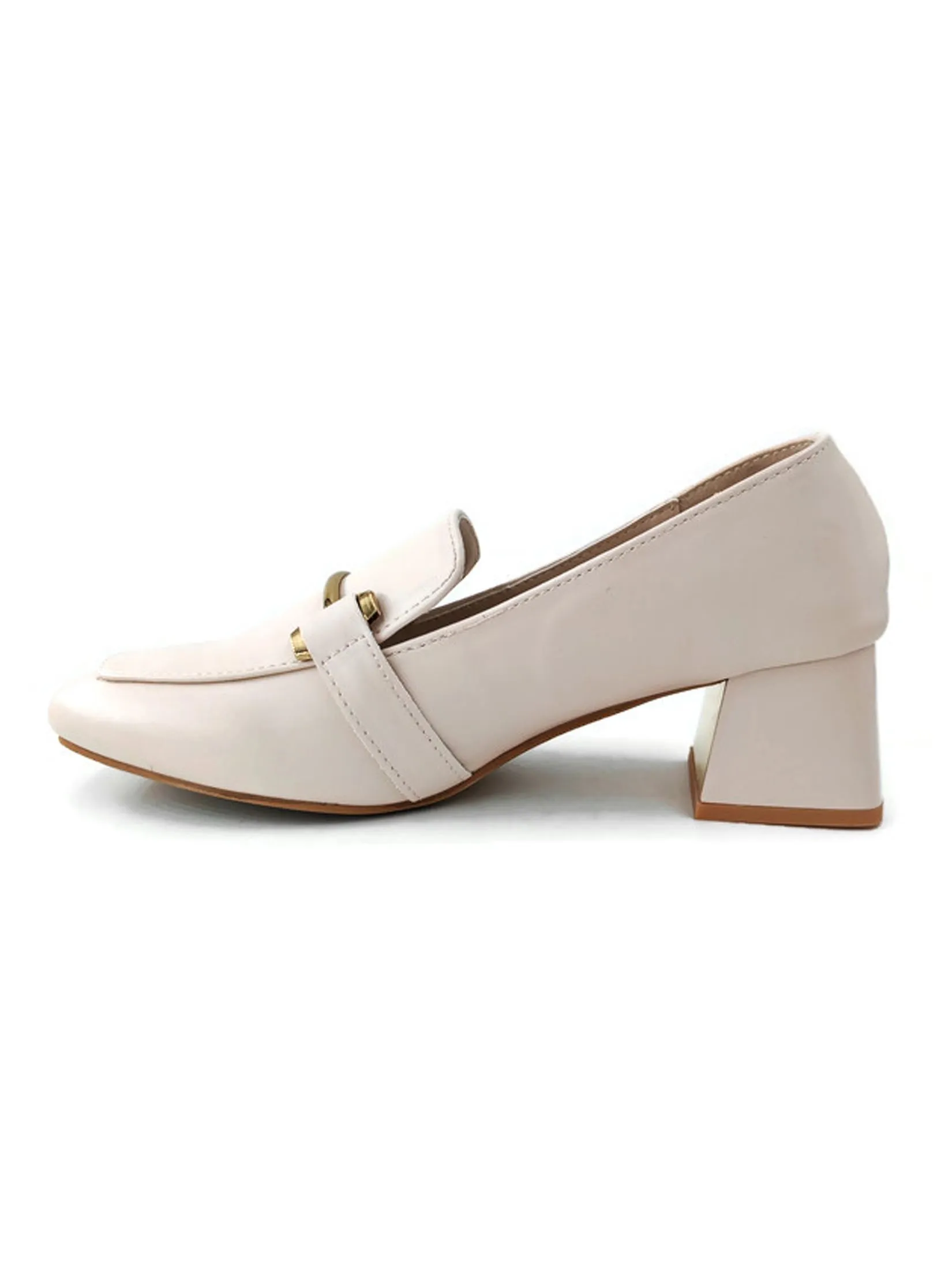KLIN Woman Blocked Heels Loafer Ivory