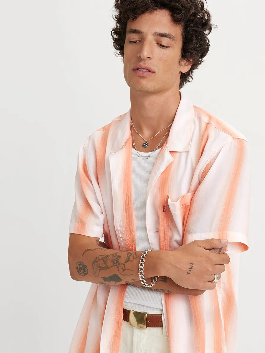 LEVI'S Men's Sunset Camp Shirt Adriano Stripe Bright White