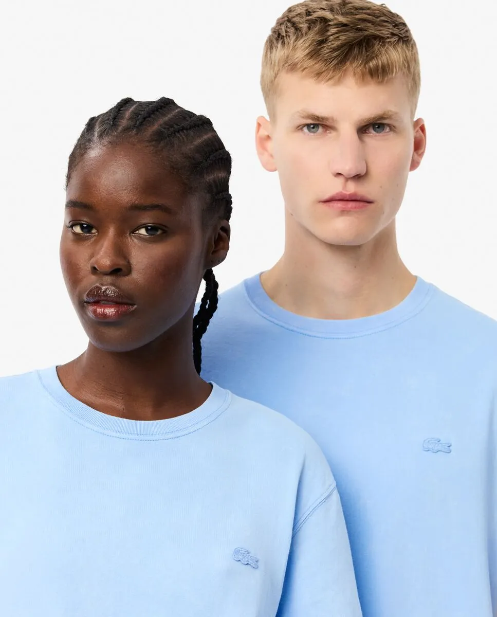 LACOSTE Washed Effect Heavy Cotton T-shirt Blue
