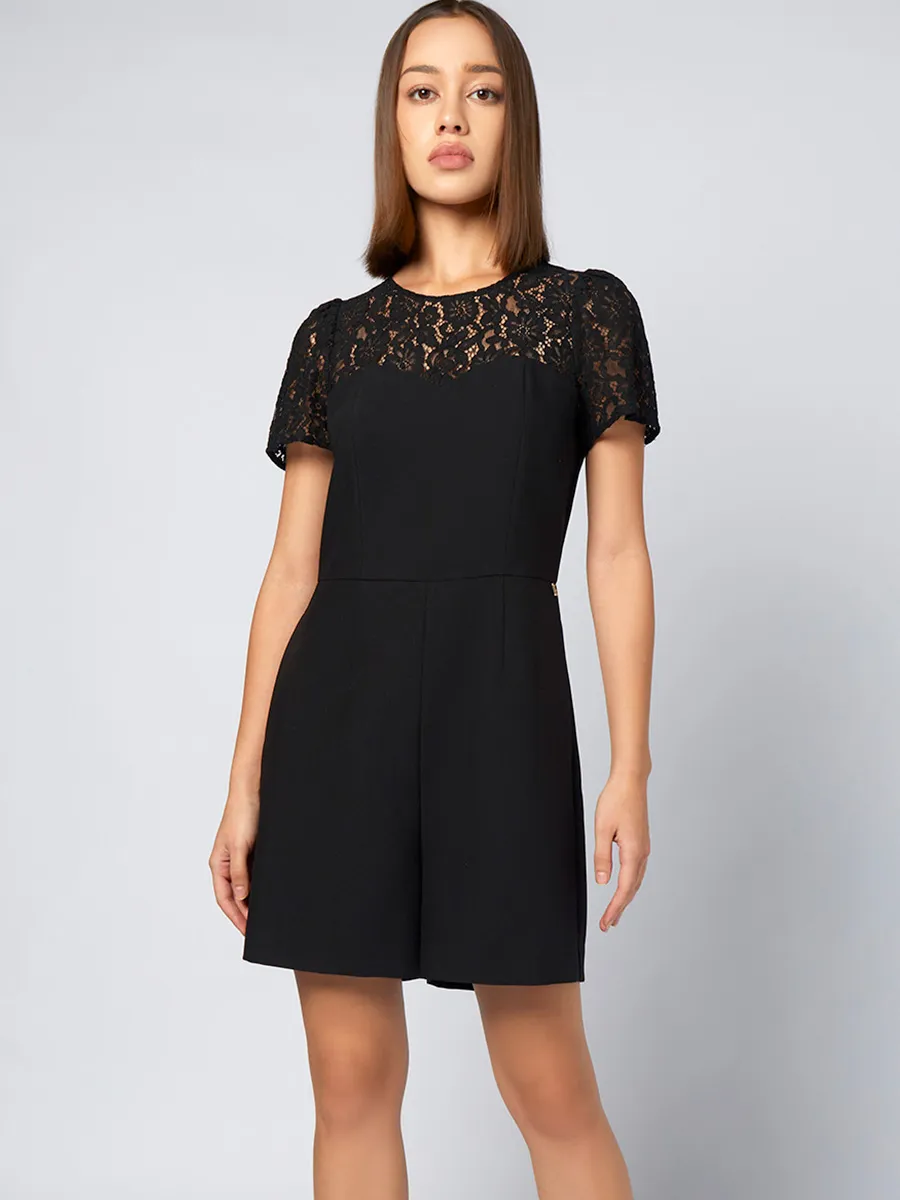 F-FASHION Jumpsuit with Lace Detail Women Black