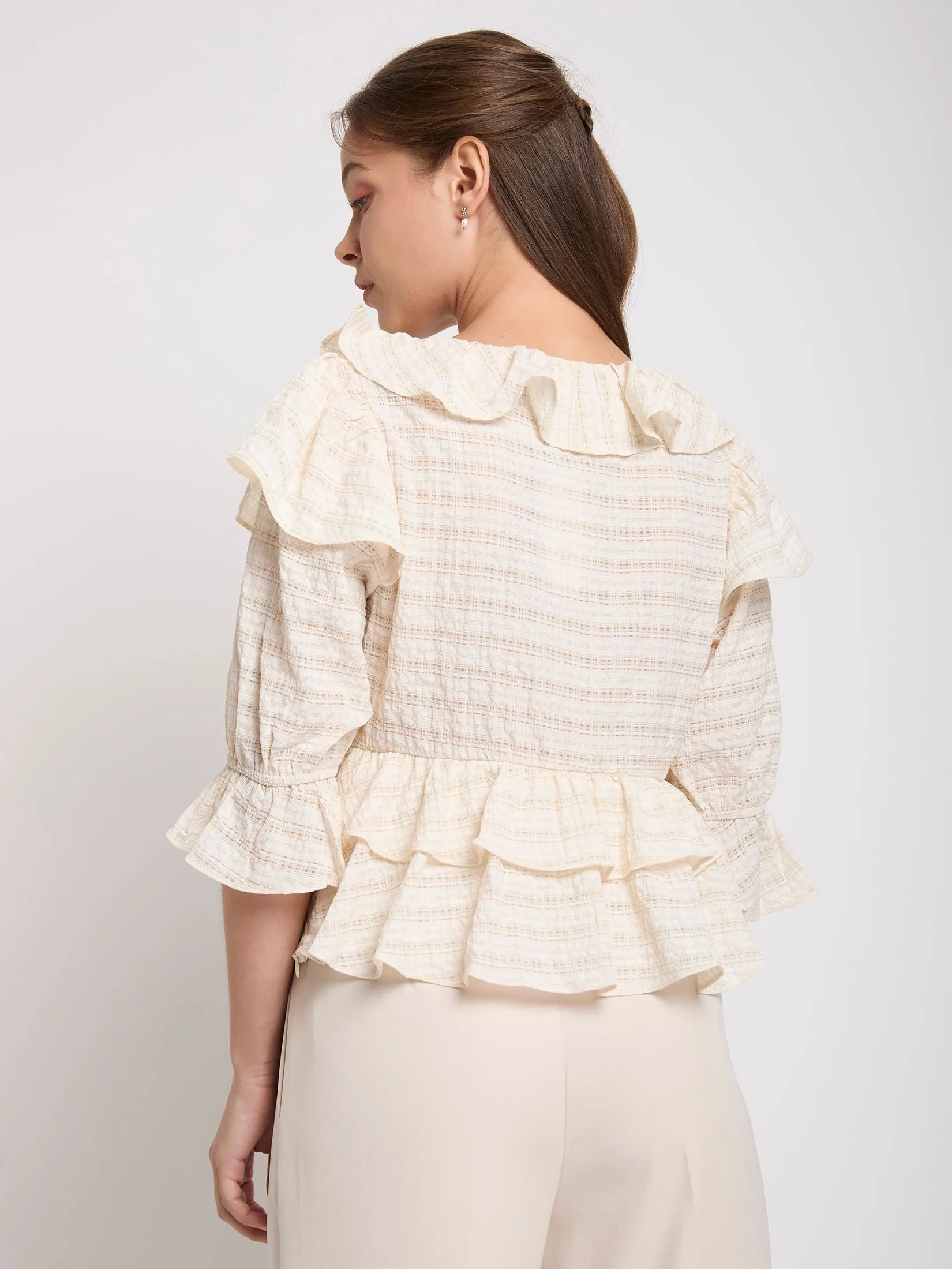 LOLITA Women Top V-Neck Chiffon With Ruffle