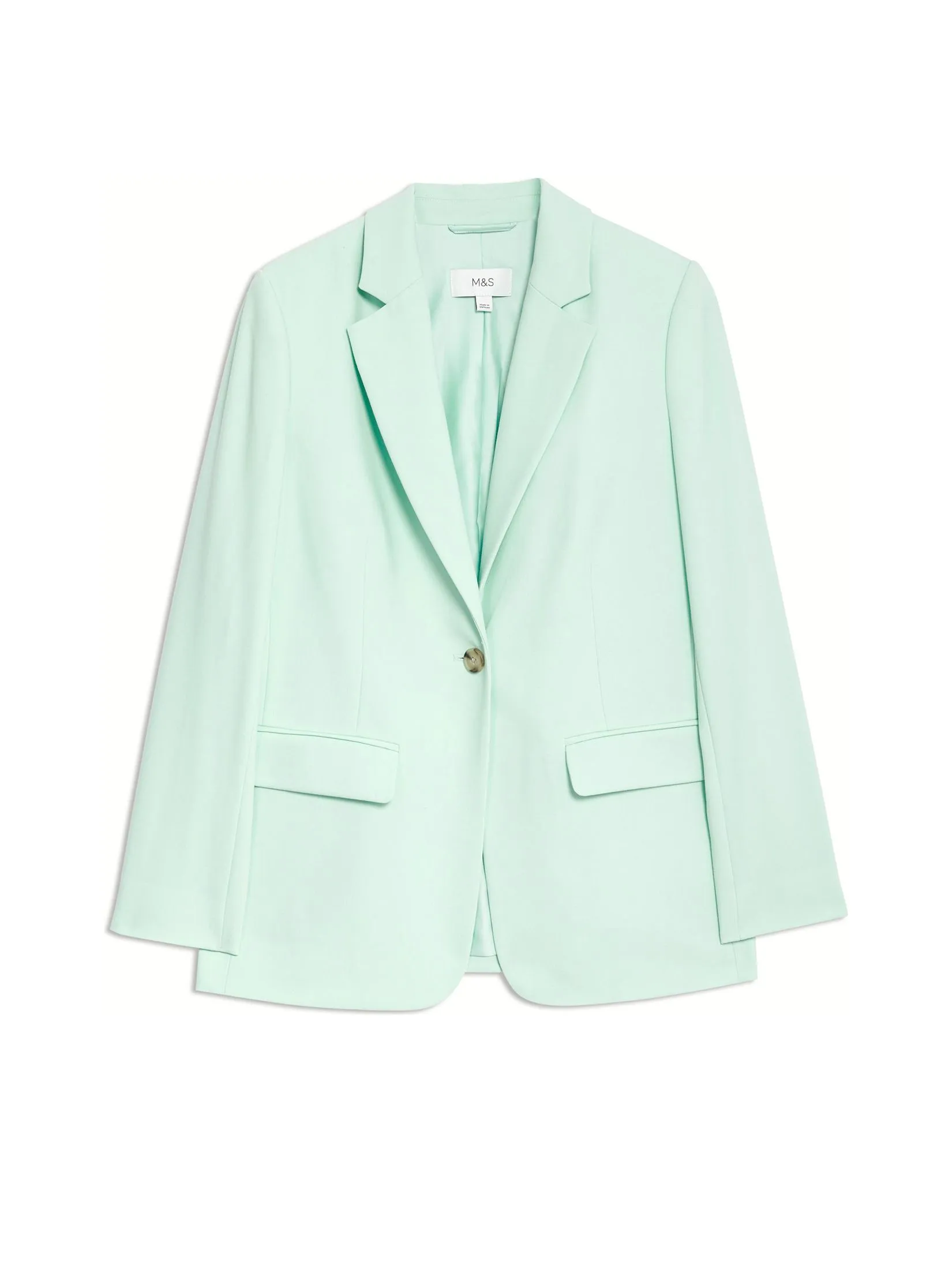 MARKS & SPENCER Women Blazer Relaxed Single Breasted Light Green