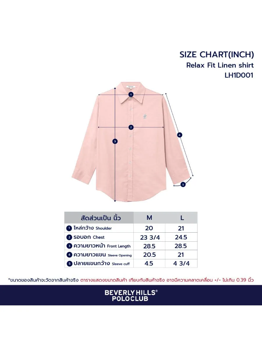 BEVERLY HILLS POLO CLUB Women Cotton Linen Relax Fit Shirt Long Sleeve, White