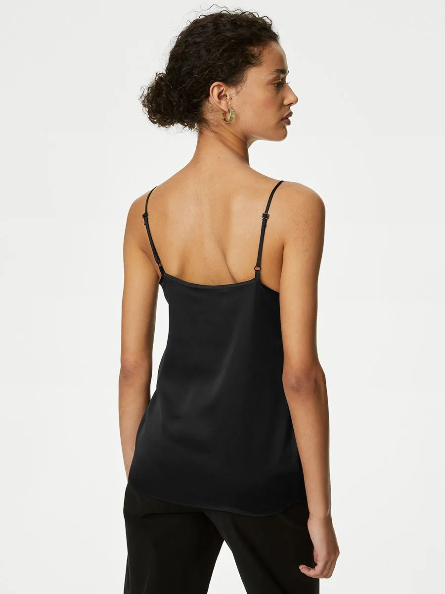 MARKS & SPENCER Women Cami Top Satin Black