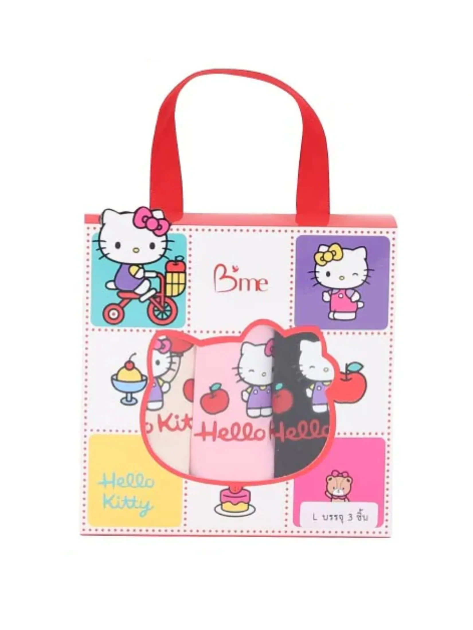 B'ME B me MEU019 Hello Kitty Bikini Panty Pack (3 pcs, Vanilla/Pink/Black)