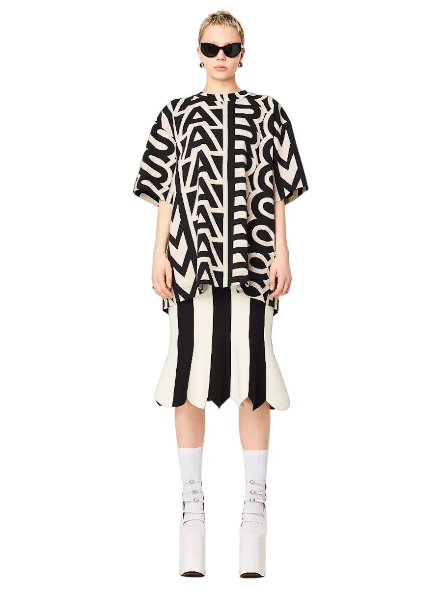 MARC JACOBS THE SCUBA STRIPE SKIRT BLACK/IVORY