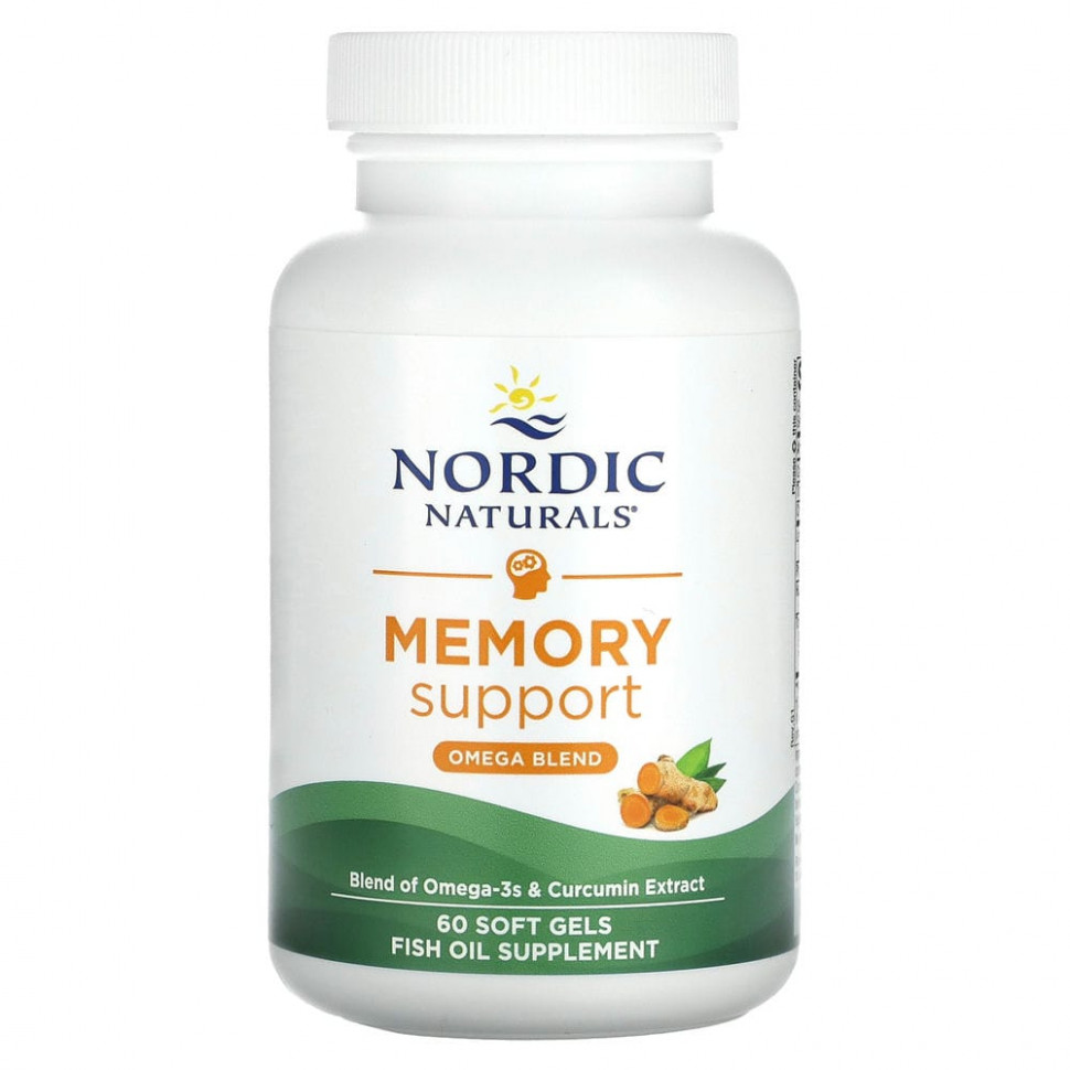 Nordic Naturals, Omega Memory с куркумином, 500 мг, 60 мягких таблеток