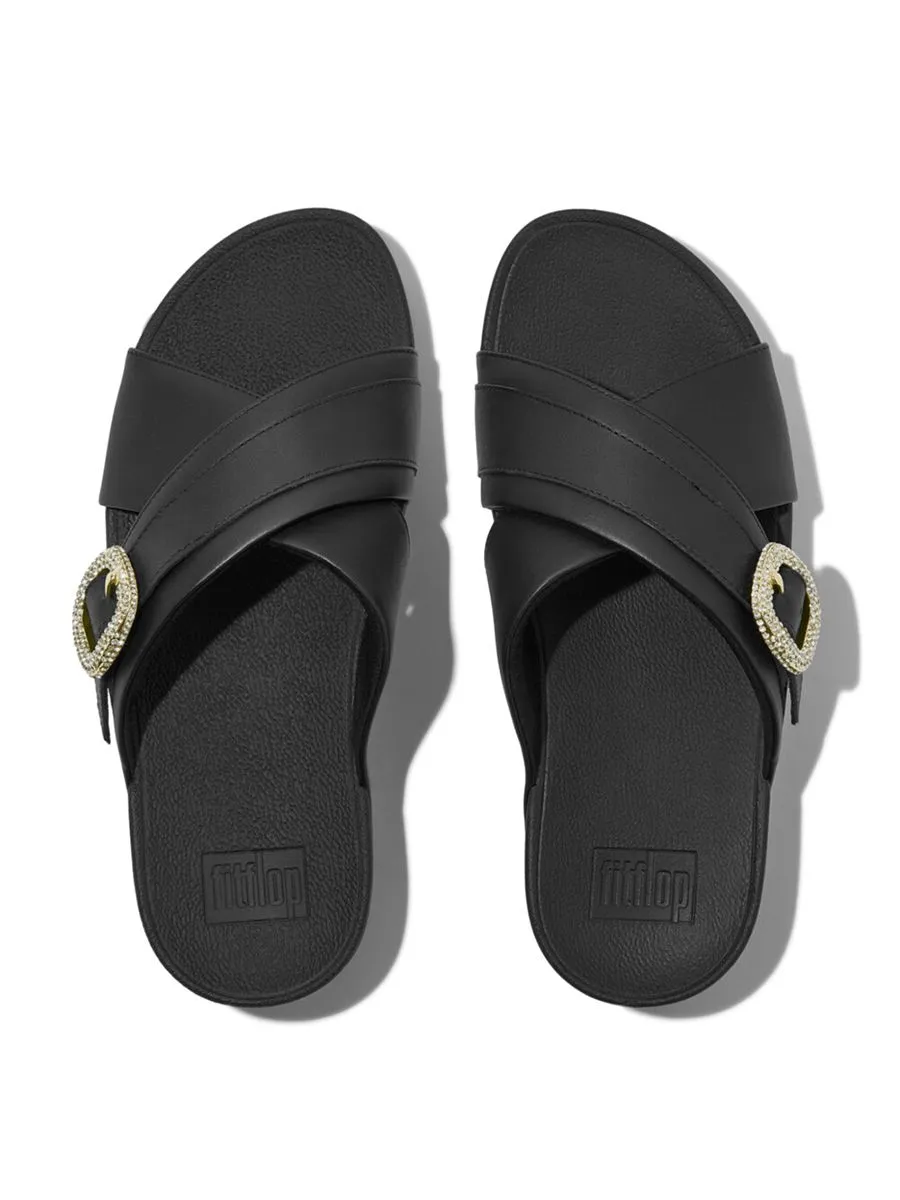 FitFlop™ WOMEN'S LULU CRYSTAL-BUCKLE CROSS HO1-001 BLACK