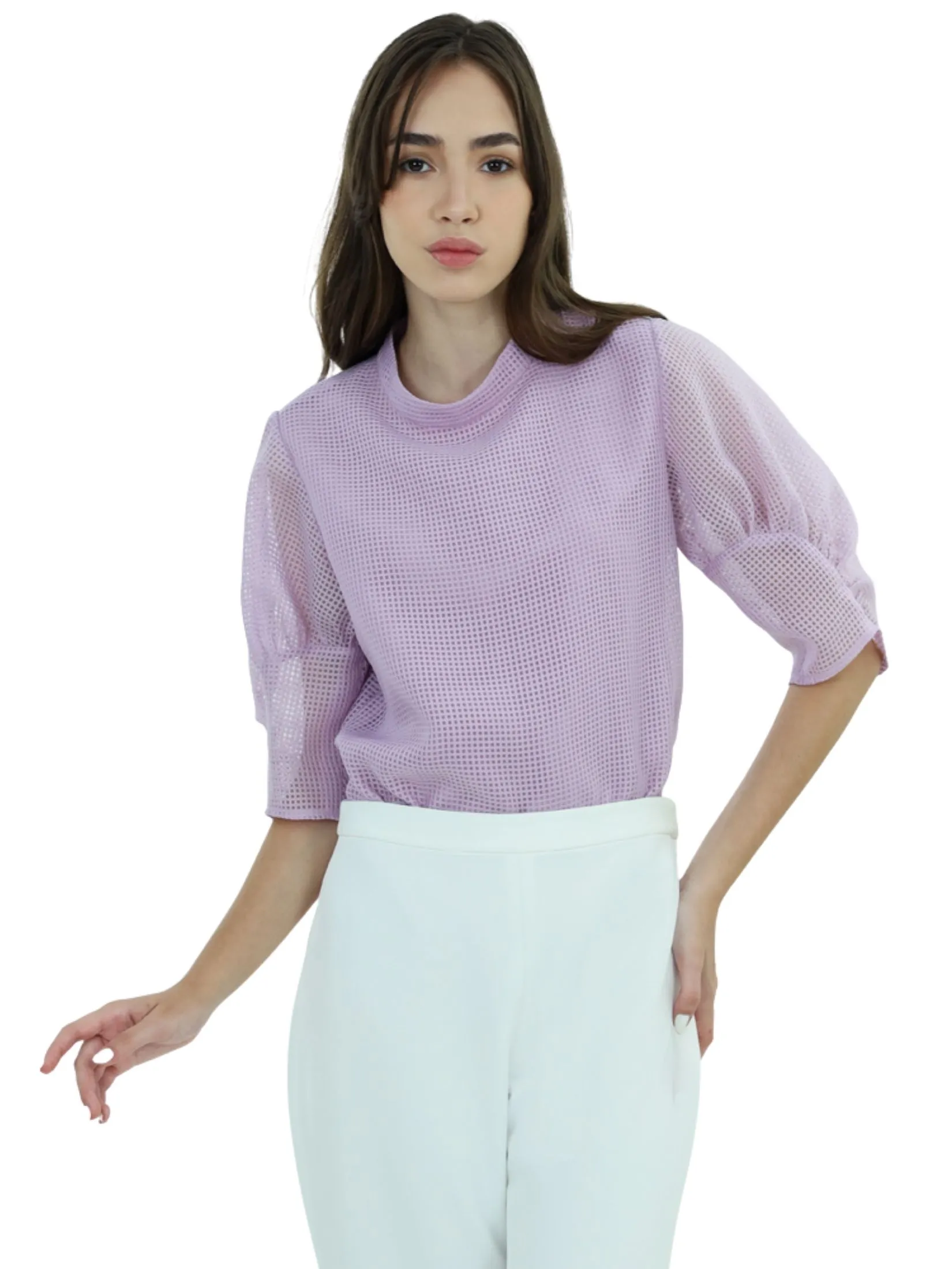 VERONIQA Women Blouse Short Sleeves Bogel Violet