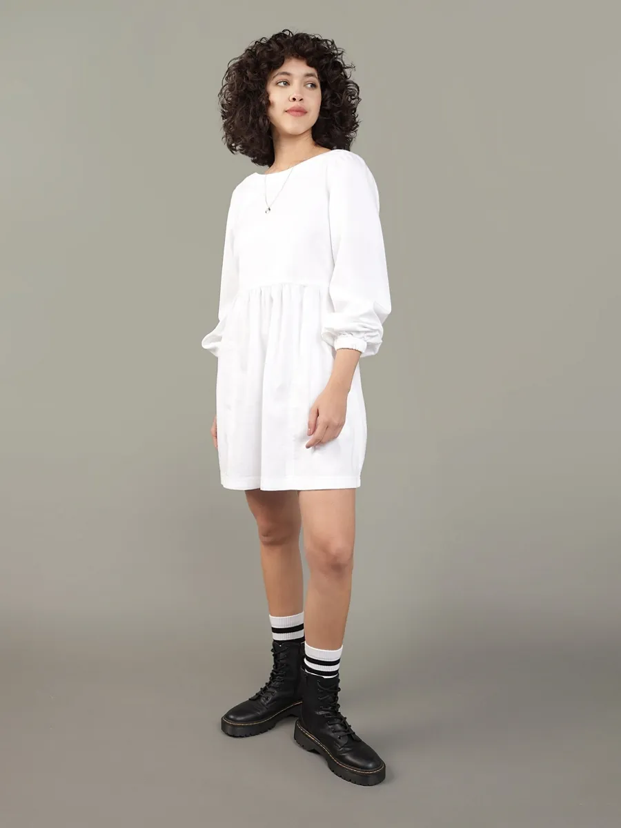 AMERICAN EAGLE WOMEN LS SWING MINI DRESS INTL 100 WHITE Size - M