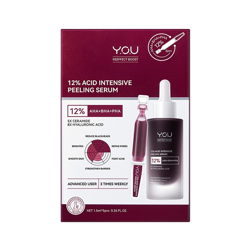 Y.O.U Reeffect Boost 12 Acid Intensive Peeling Serum 7.5ml.