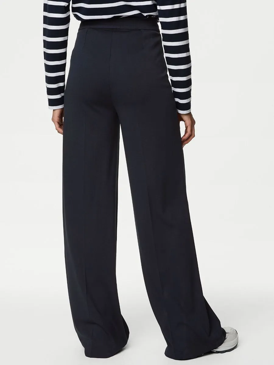 MARKS & SPENCER Women Wide Leg Trousers With Stretch Jersey