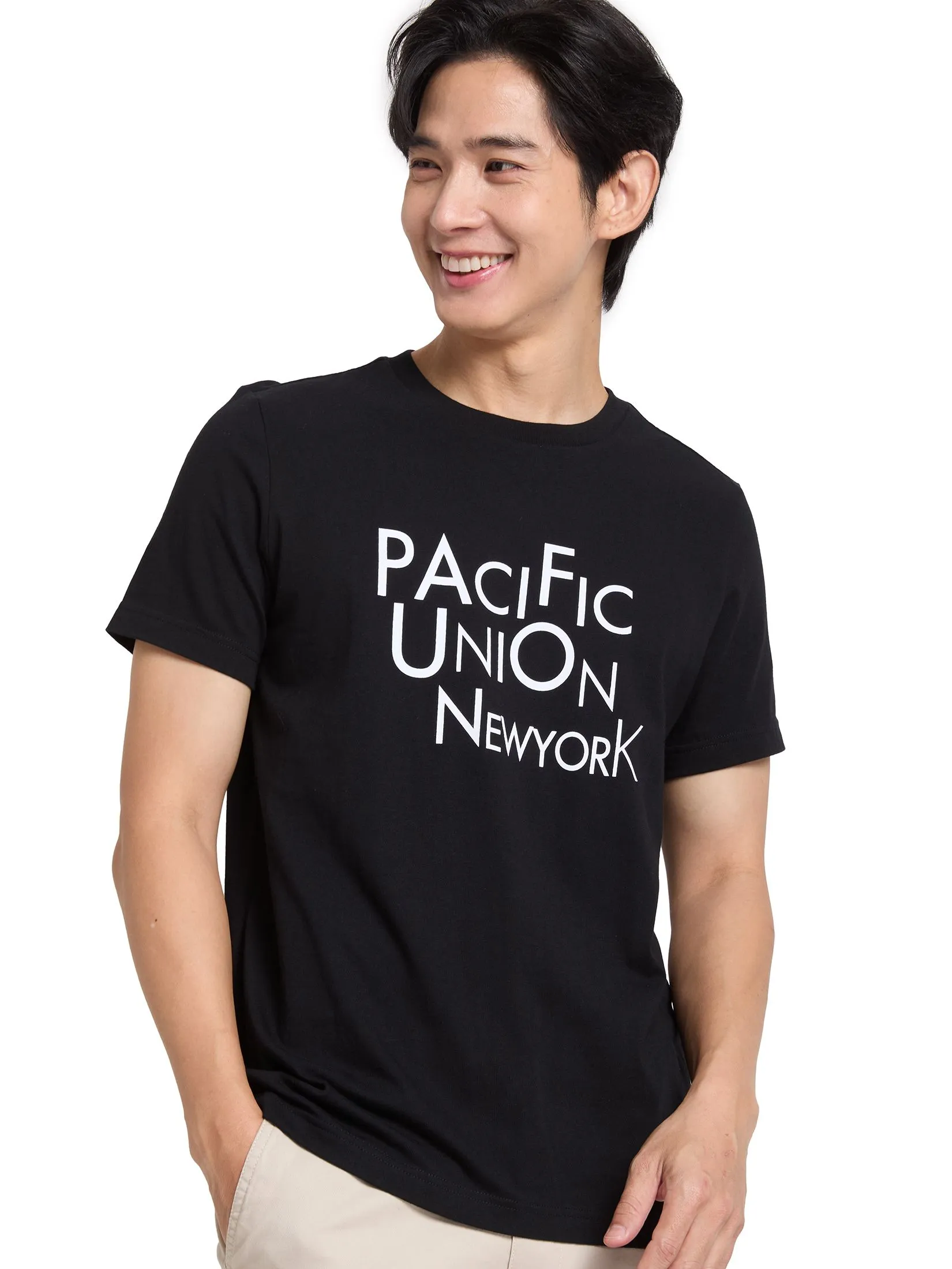 PACIFIC UNION Men T-Shirt Short Sleeves Logo Printed