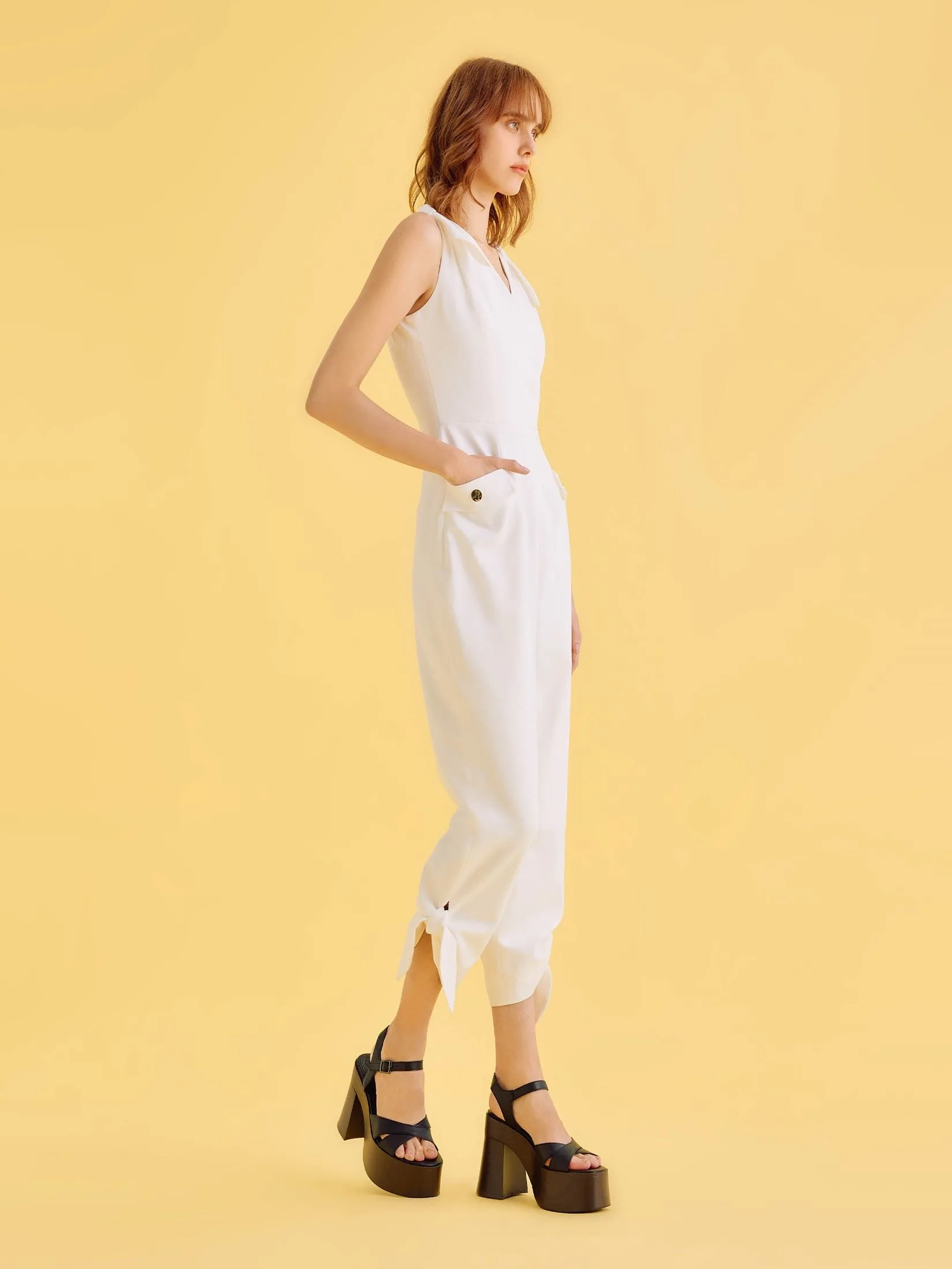 ASV (SS25)Gail Crossover Women Jumpsuit White