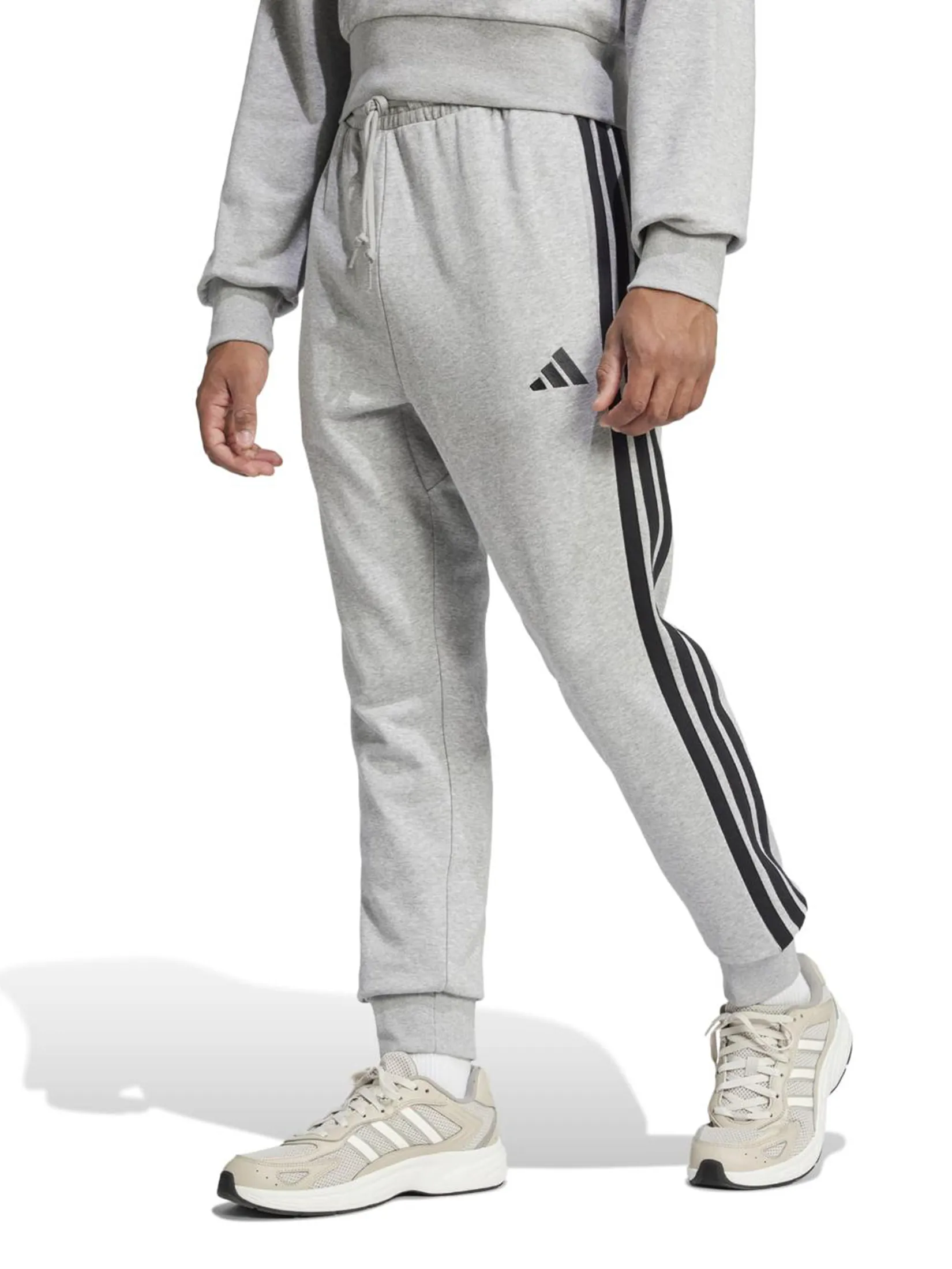 ADIDAS Men Joggers Essential 3-Stripes French Terry JE6346 Medium Grey Heather / Black Size - L